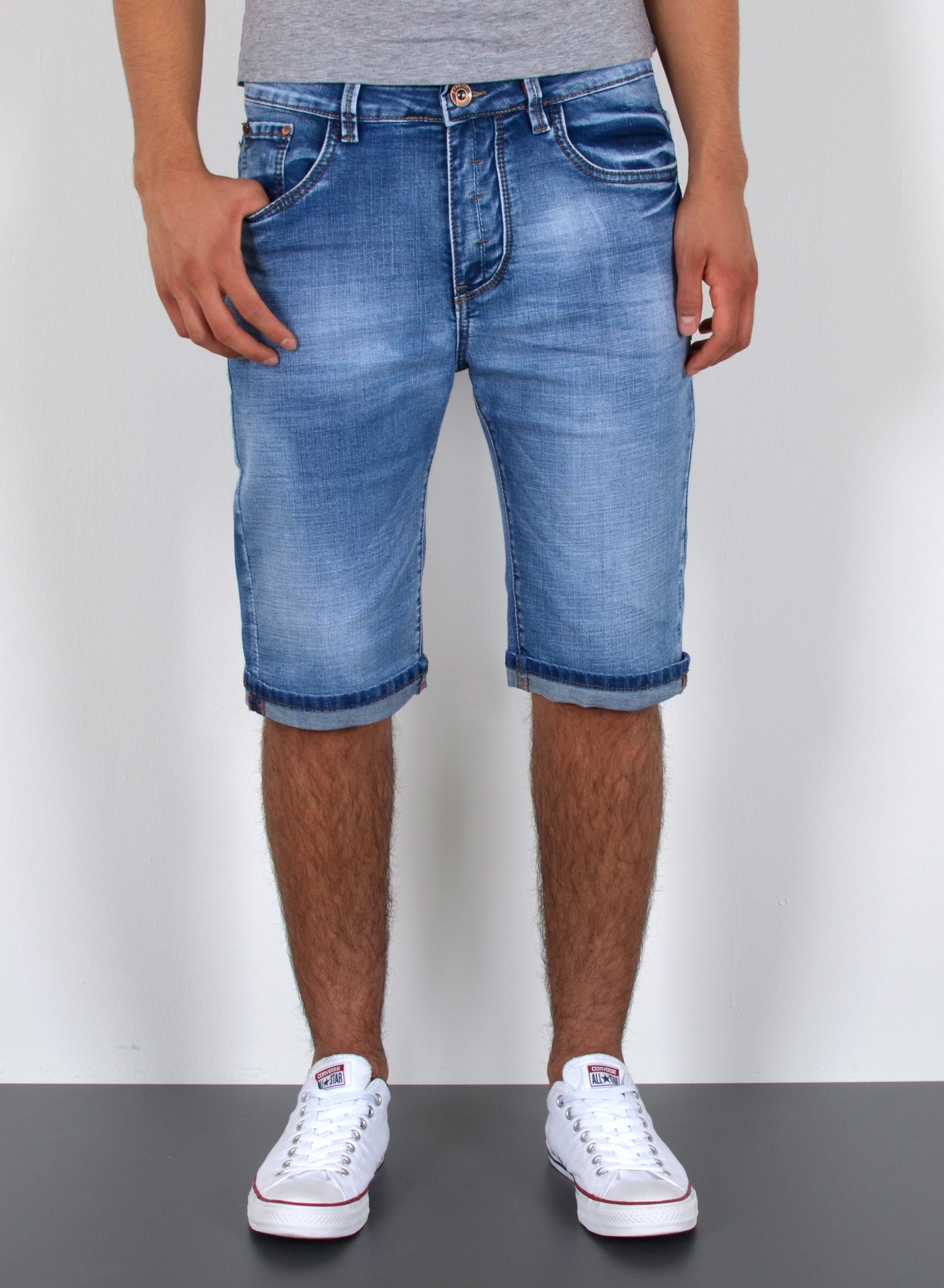 ESRA Jeansshorts A362 Herren Jeans Shorts kurze Hose, bis Übergröße / Plussize Große Größe, Herren kurze Jeans Hose Shorts, Herrren kurze Jeanshose mit Stretch, Jeansshorts für Sommer mit Rissen im Destroyed Look, Herren Capri Jeans Herren Capri Hose Herren Capri Jeanshose, Herren Shorts Jeans Straight Regular Comfort