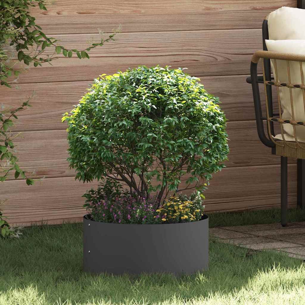 vidaXL Blumentopf Pflanzenring Schwarz 40 x 40 x 20 cm Kaltgewalzter Stahl (1 St)