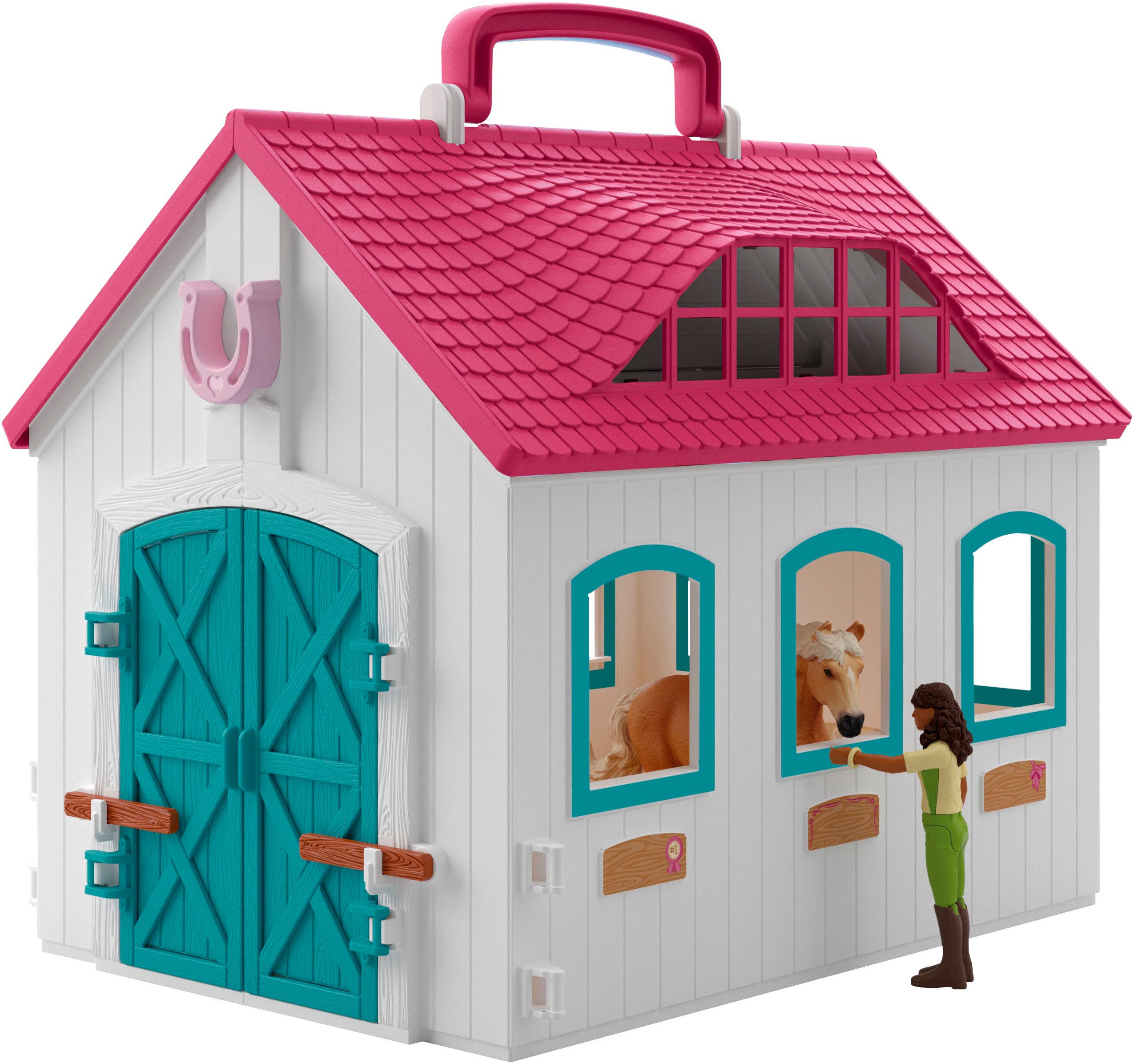 Schleich® Spielwelt HORSE CLUB, Offenstall -Kleines Hufeisen (42703), Made in Europe
