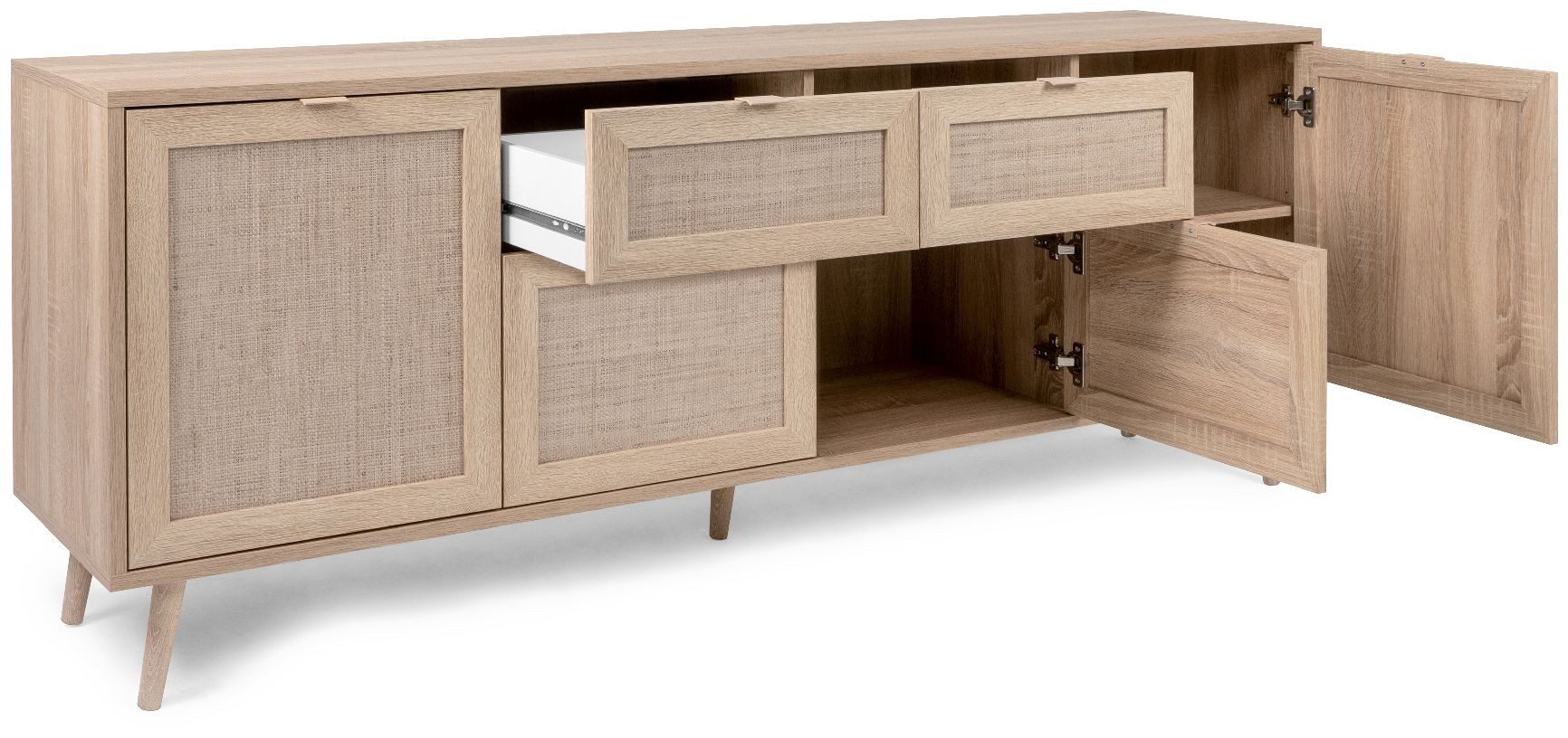 Finori Sideboard, Dekor Sonoma Eiche / Rafia Aufdruck, Skandinavisch, 180 x günstig online kaufen