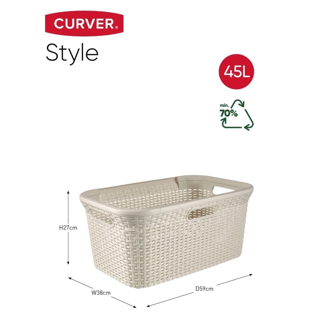 (1 St) Wäschekorb 45 L Curver Wäschekorb Vintage-Weiß Style