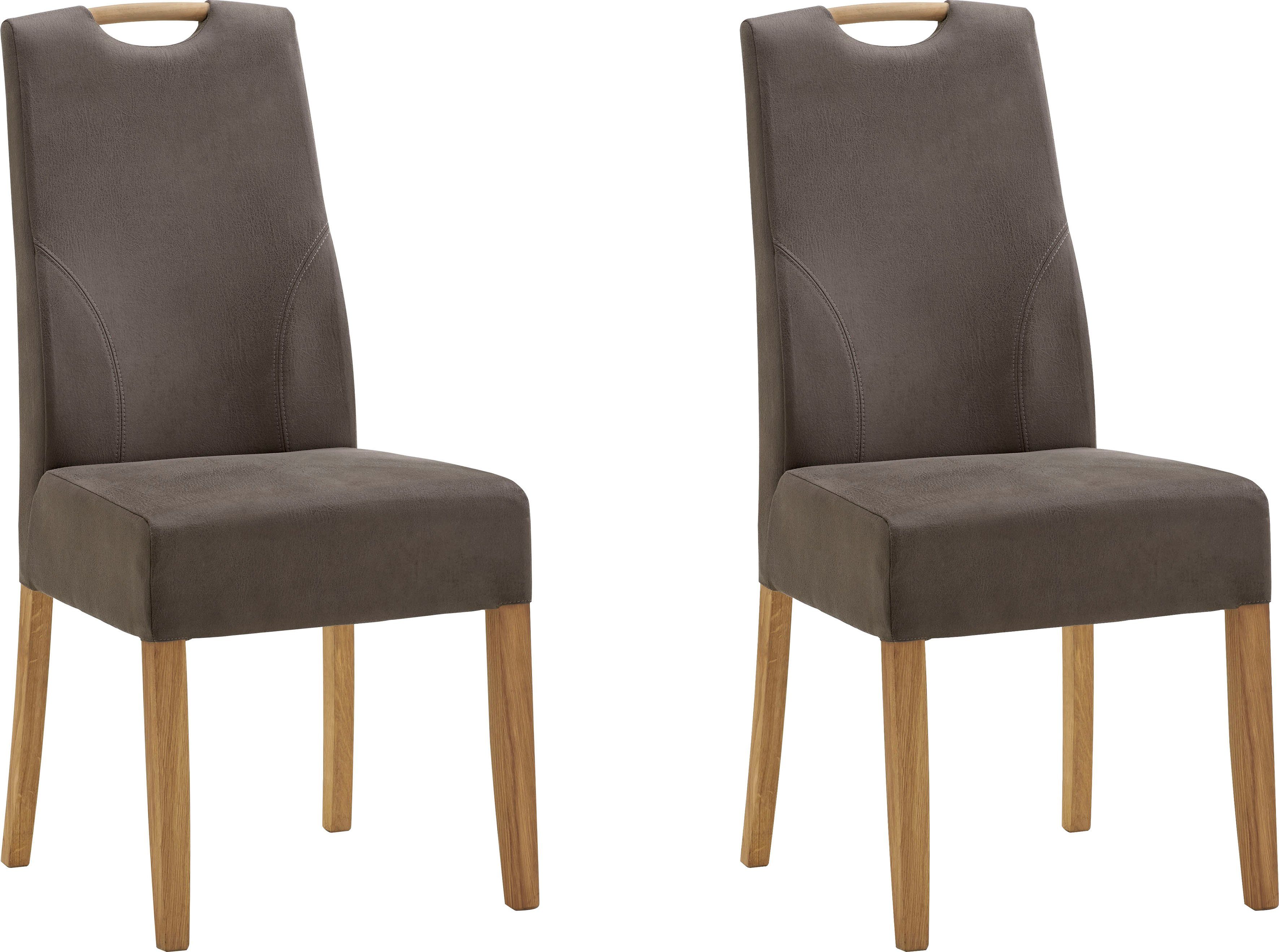 NIEHOFF SITZMÖBEL Esszimmerstuhl Top Chairs, Griff im Rücken, 2er-Set, Füße und Griff massive Eiche