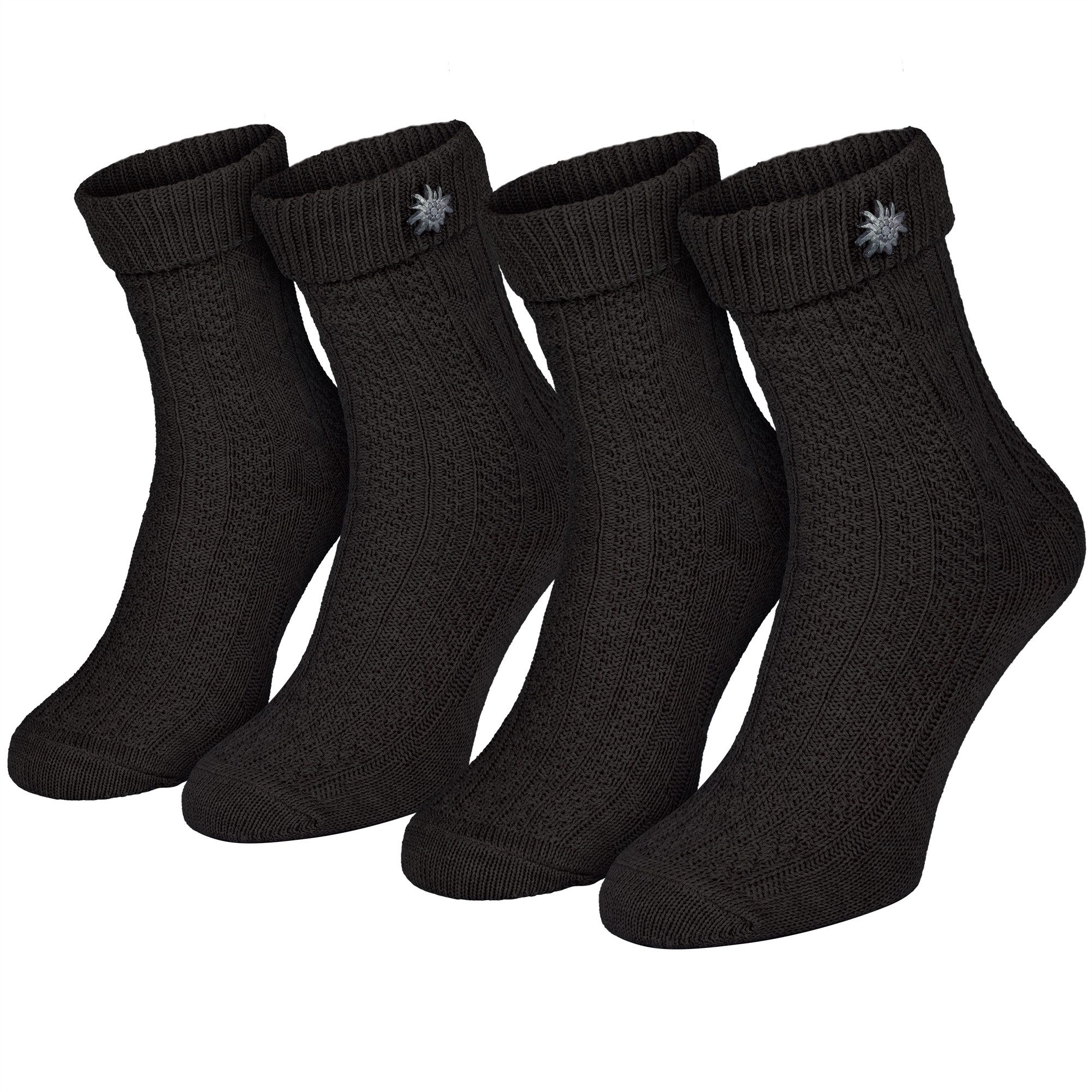 Black Snake Trachtensocken Trachtensocken Schoppersocken 2 Paar mit Zopfmuster (2-Paar) Klassische Trachtensocken mit traditionellem Zopfmuster