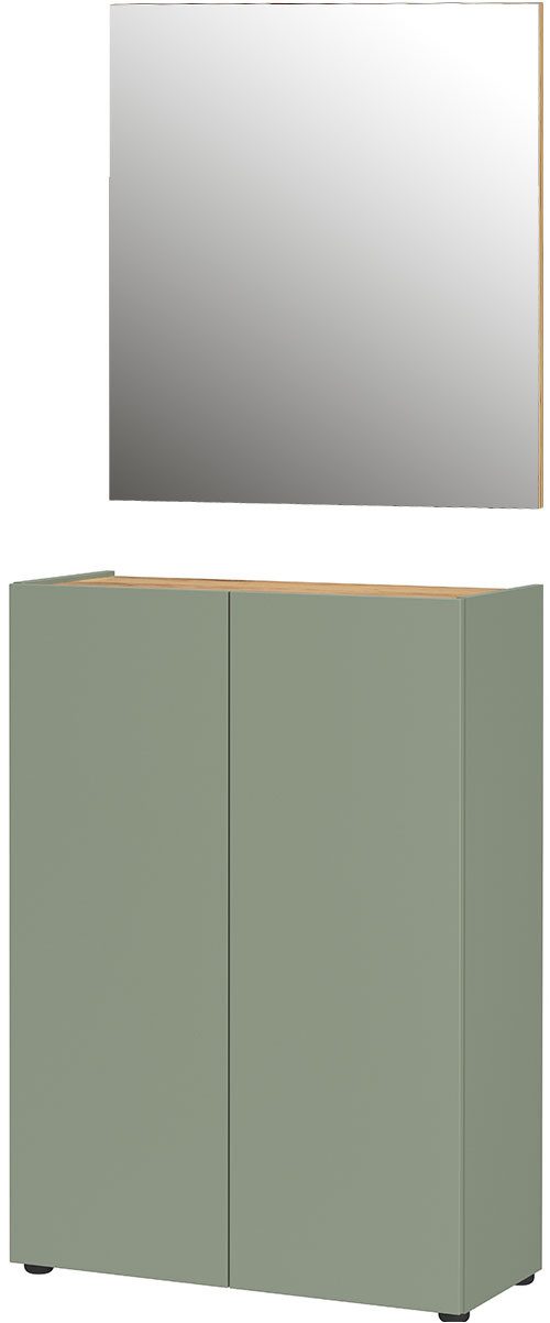 GERMANIA Garderoben-Set Alviano, (2-St), mit eckigem Spiegel, optional mit Hakenpaneel, Made in Germany