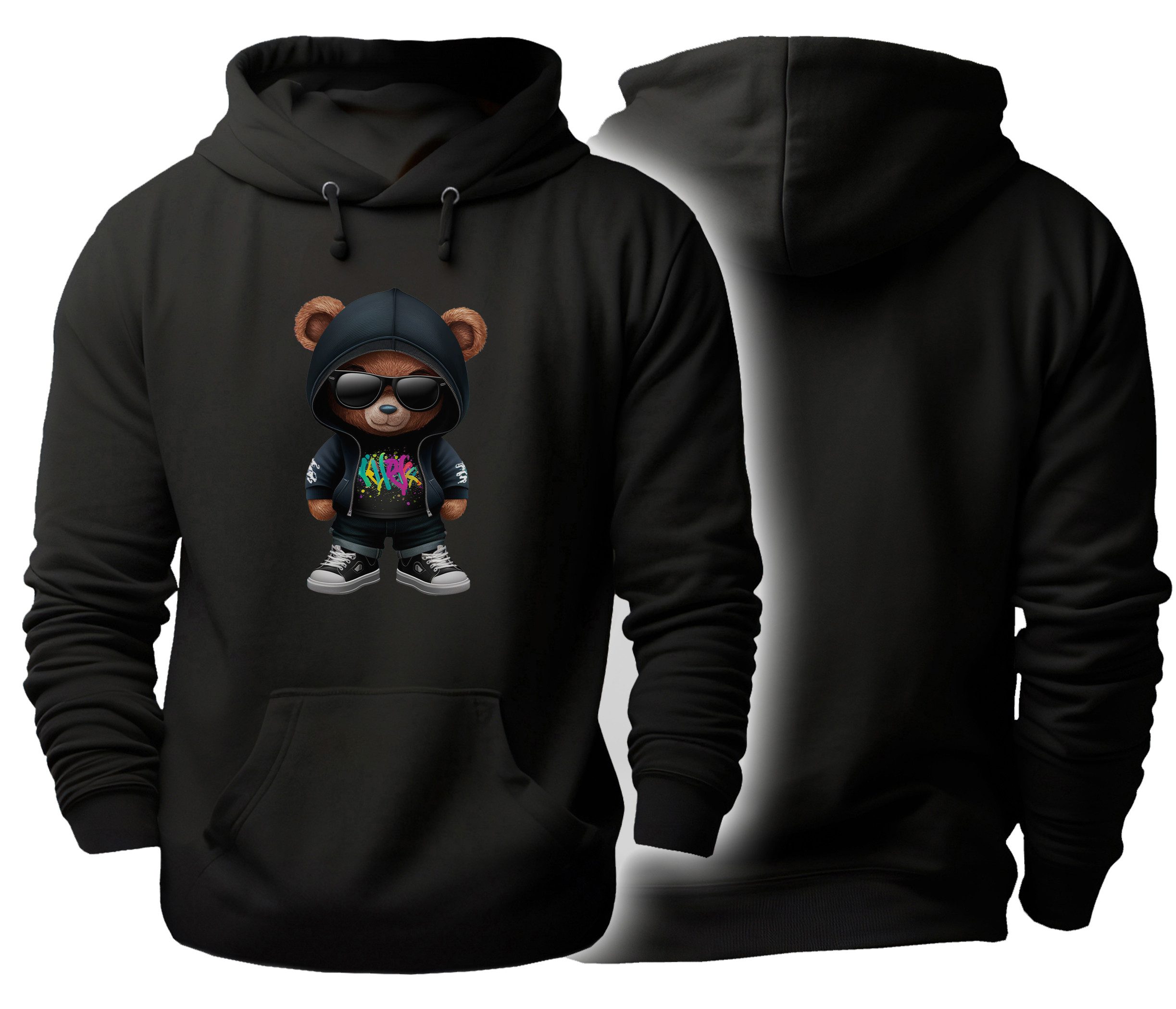 MyDesign24 Hoodie Urbaner Streetart Kapuzen Пуловеры - Cooler Bär Kapuzensweater - moderner Hoodie i630