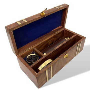 Aubaho Kompass Seefahrer Geschenkset Fernrohr Lupe Kompass Box Nautik Maritim Set Ant