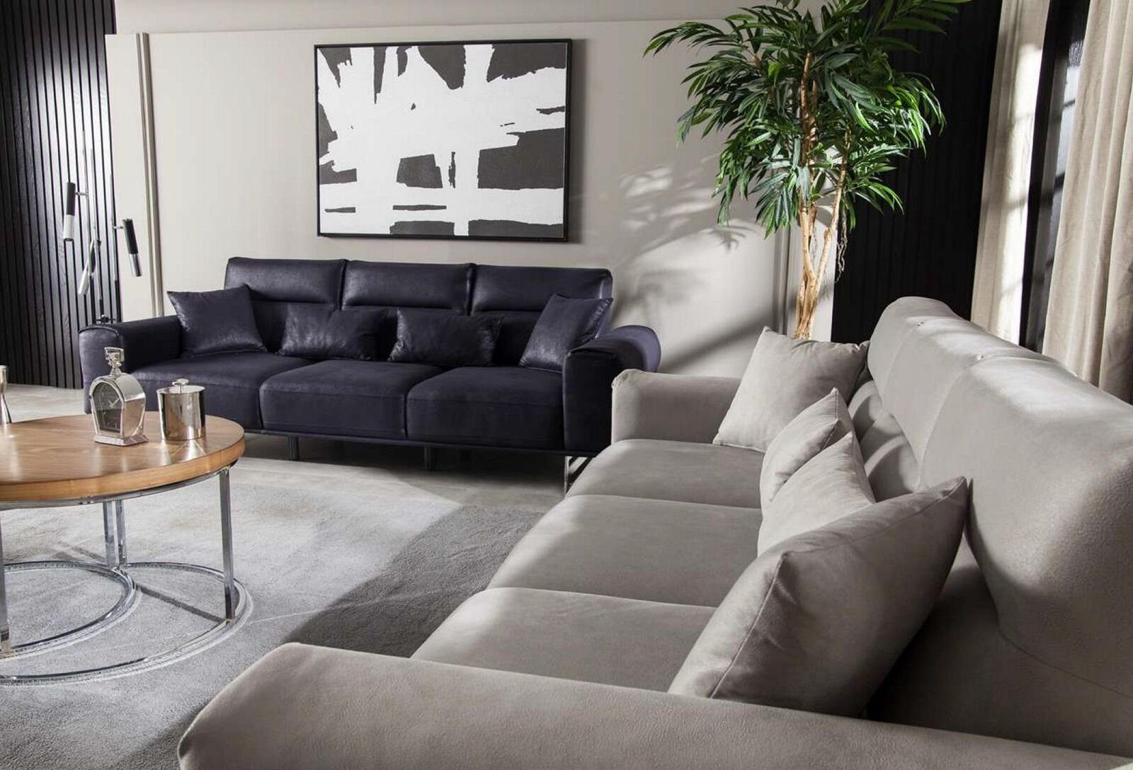 JVmoebel 3-Sitzer Weiche Design Couch Couchen in 1 Dreisitzer Teile, Möbel Made Europa Polster Schwarz