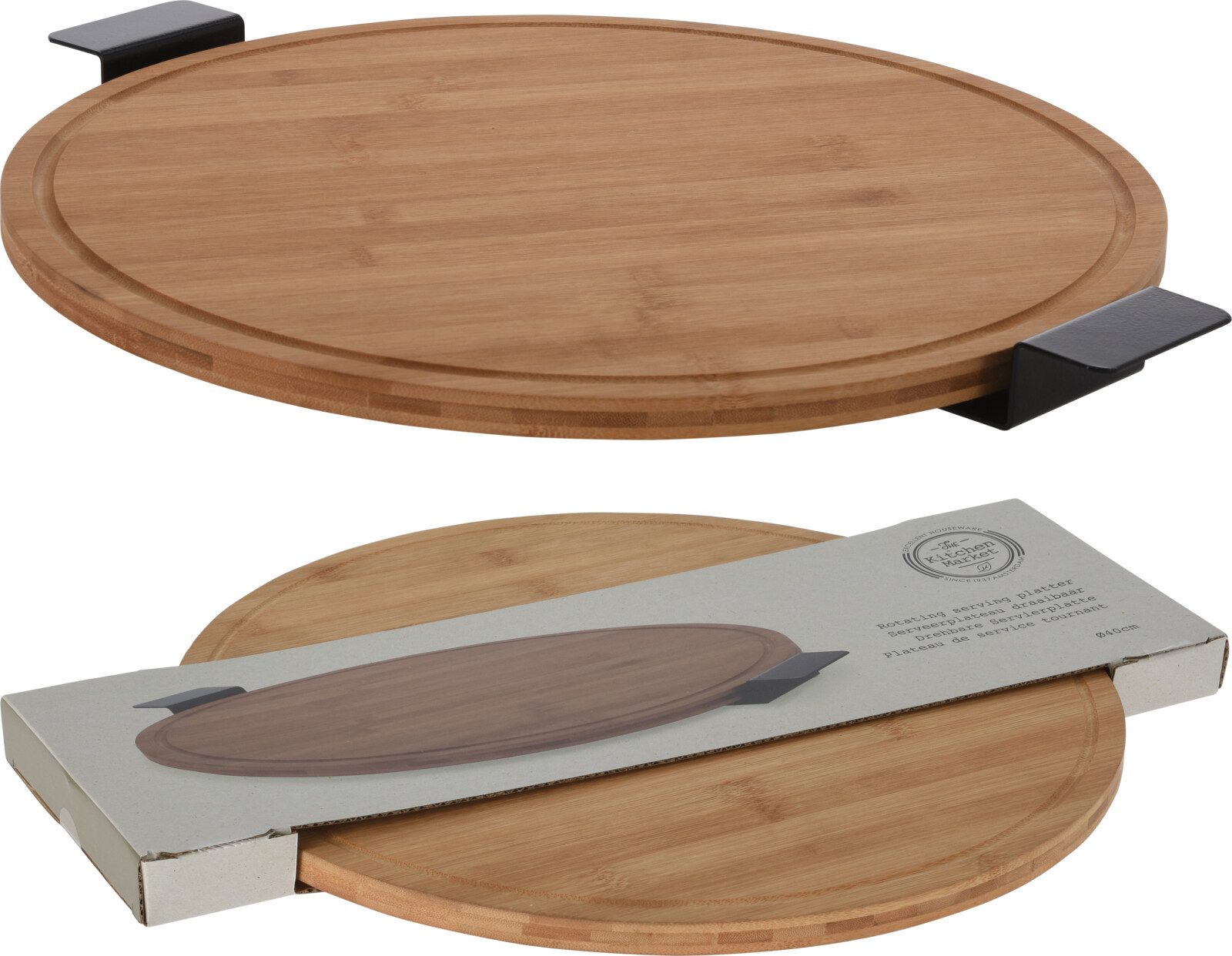 Koopman Servierplatte Drehscheibe Küchenplatte Ø 40 cm Bambus Speiseplatte, Bambus, (1-tlg), Servierscheibe, Ø40cm, Drehscheibe, Bambus, Servierständer