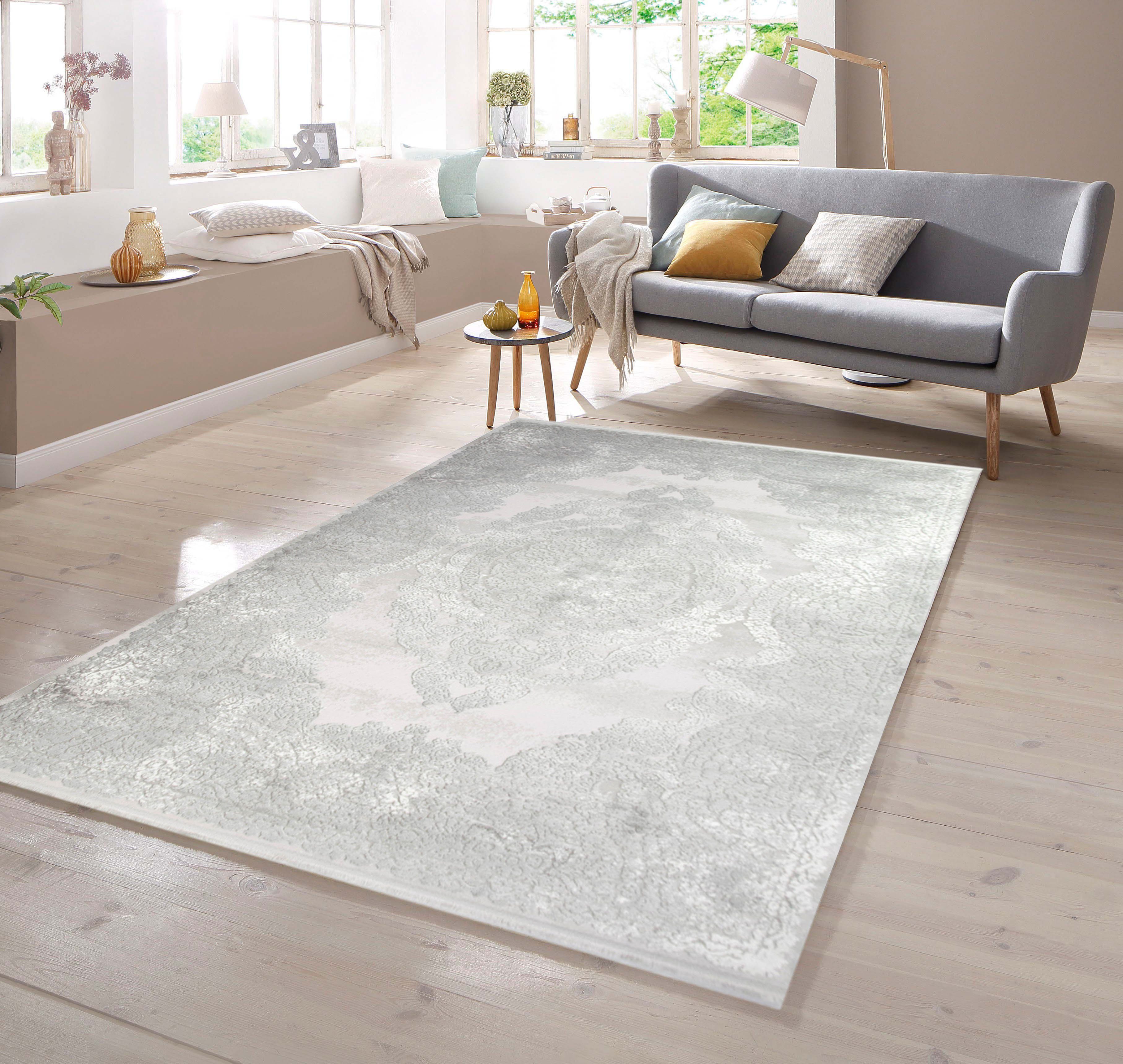 TeppichHome24 Teppich Orientteppich mit klassischen Ornamenten in Grau, rechteckig