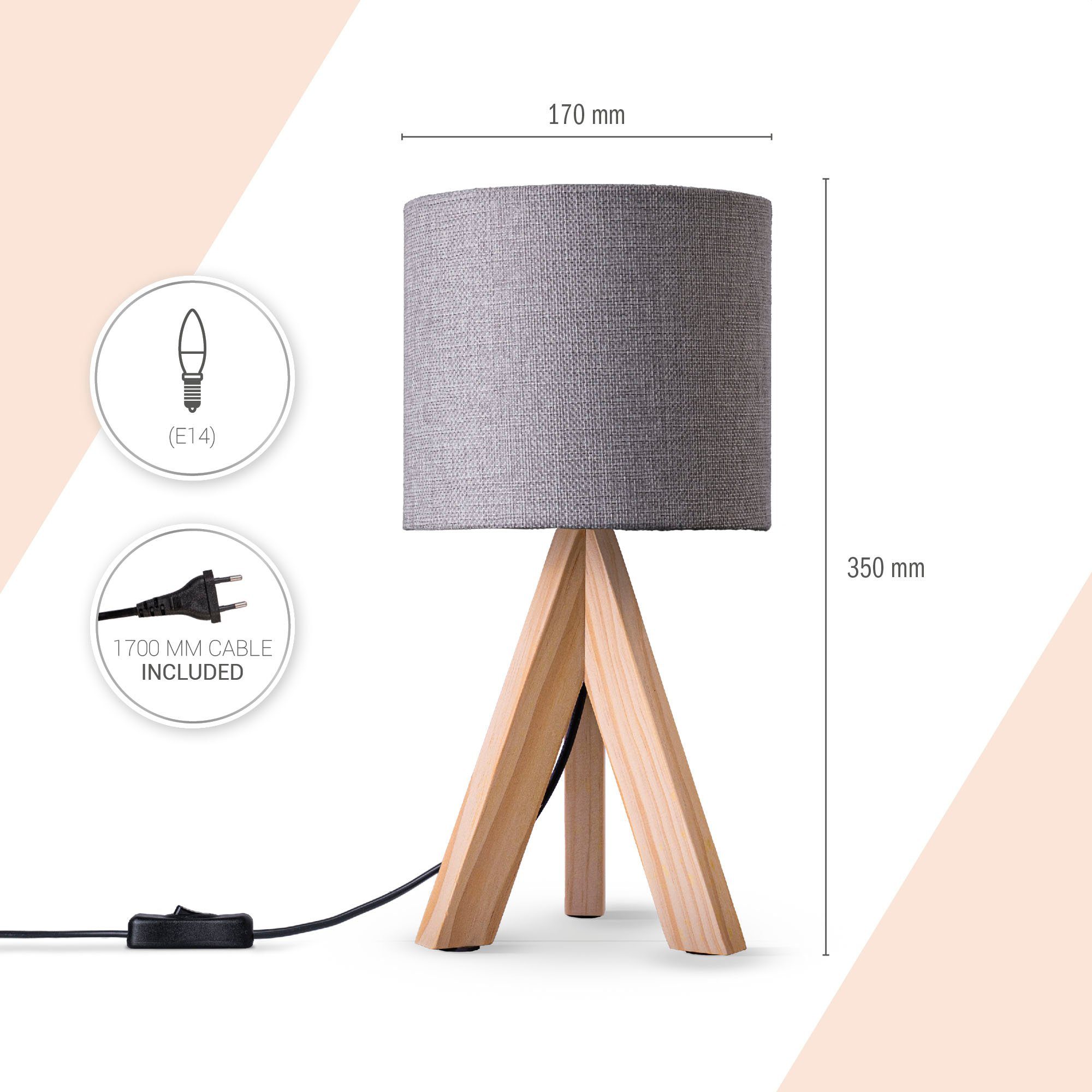 Paco Home Tischleuchte BAJO CANVAS UNI COLOR, ohne Leuchtmittel, Dreibein m günstig online kaufen