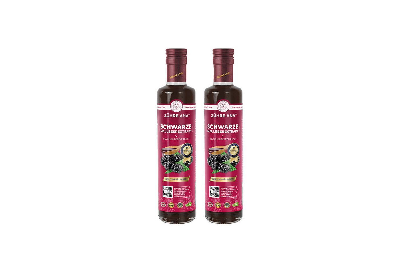 Zühre Ana® Sirup Schwarzer Maulbeerextrakt – Ein reiner und natürlicher Geschmack, Natürliches Aroma, Multivitamin,Mischungsverhältnis: 1+5