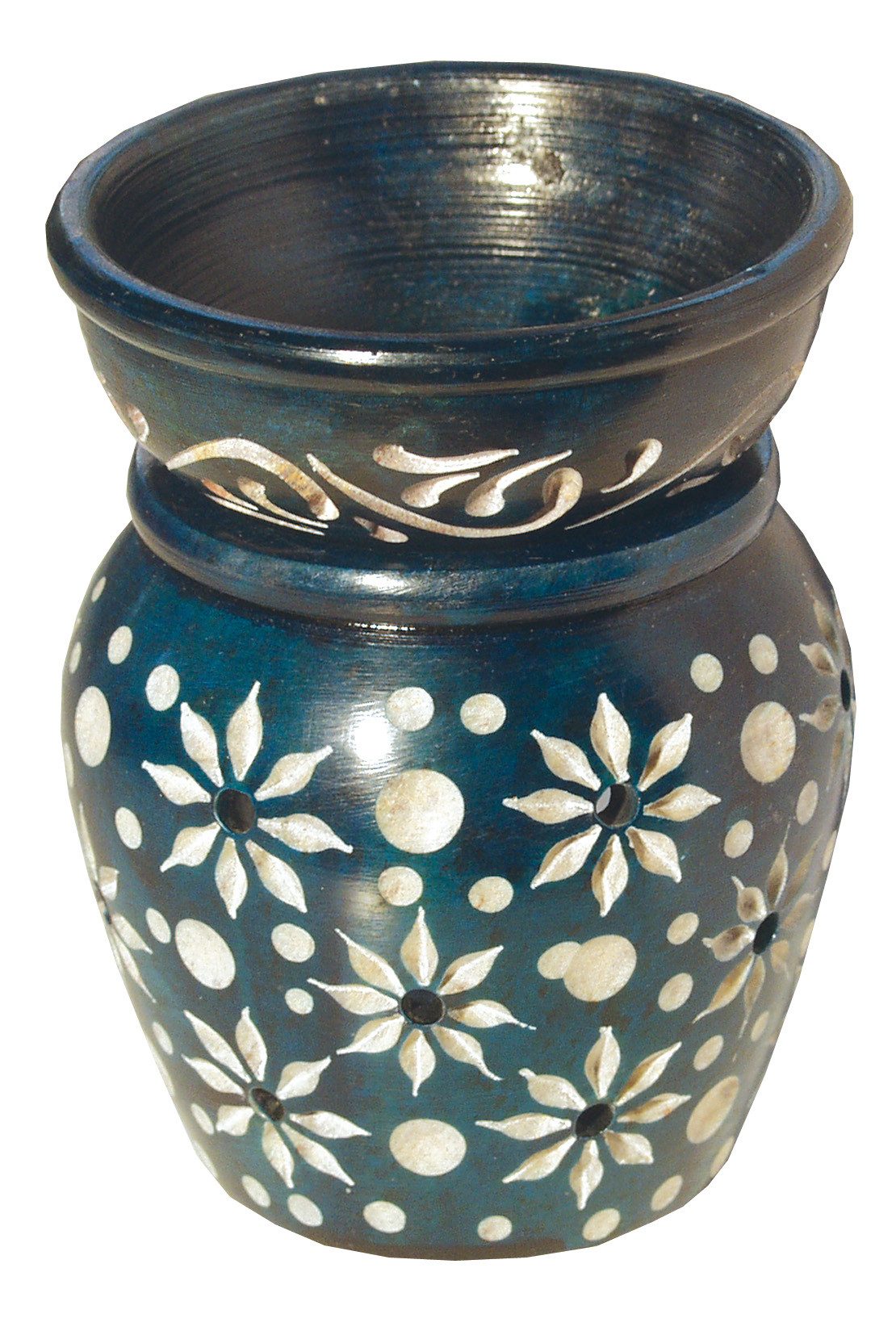 Saraswati Duftlampe Aromalampe "Blume" Speckstein türkis 6x9cm günstig online kaufen