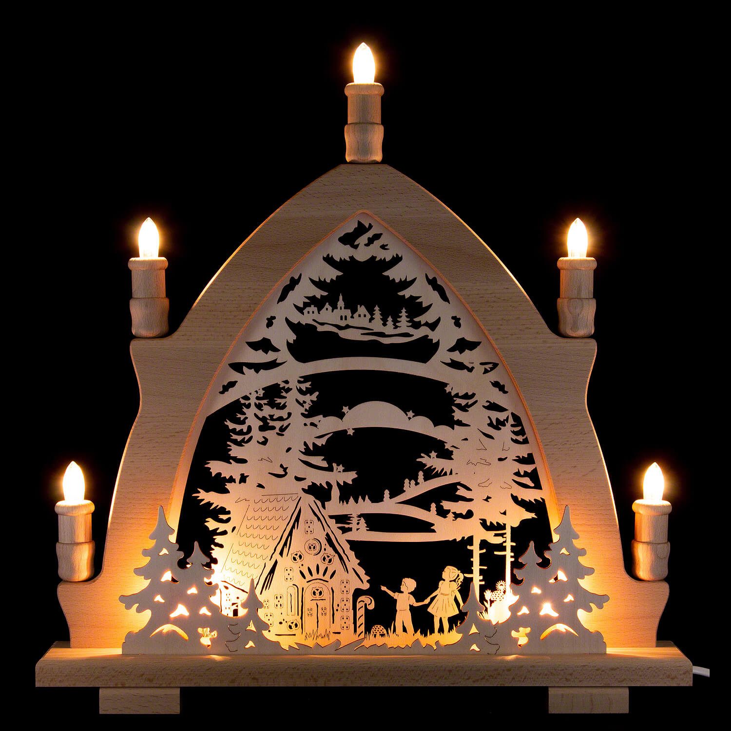 Lenk und Sohn Schwibbogen Schwibbogen Hänsel und Gretel (42x43cm) von Kunstgewerbe Lenk & Sohn