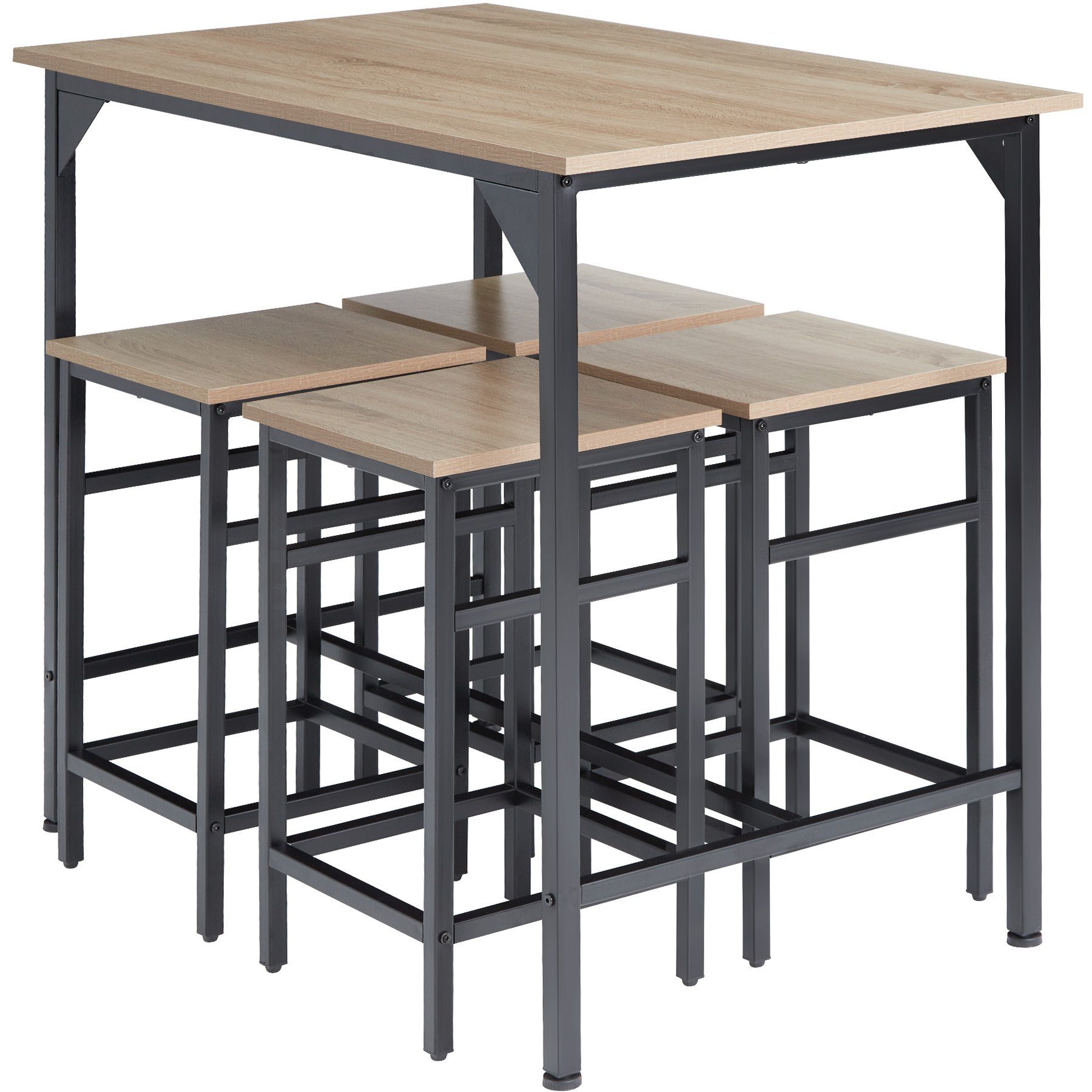 tectake Stehtisch Edinburgh (1-St., 5 robuste tlg), Sonoma hell, beige Industrial Eiche Holz | Oberfläche