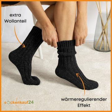 sockenkauf24 Norwegersocken 4 Paar Alpaka Socken Damen & Herren Wintersocken warm mit Wolle