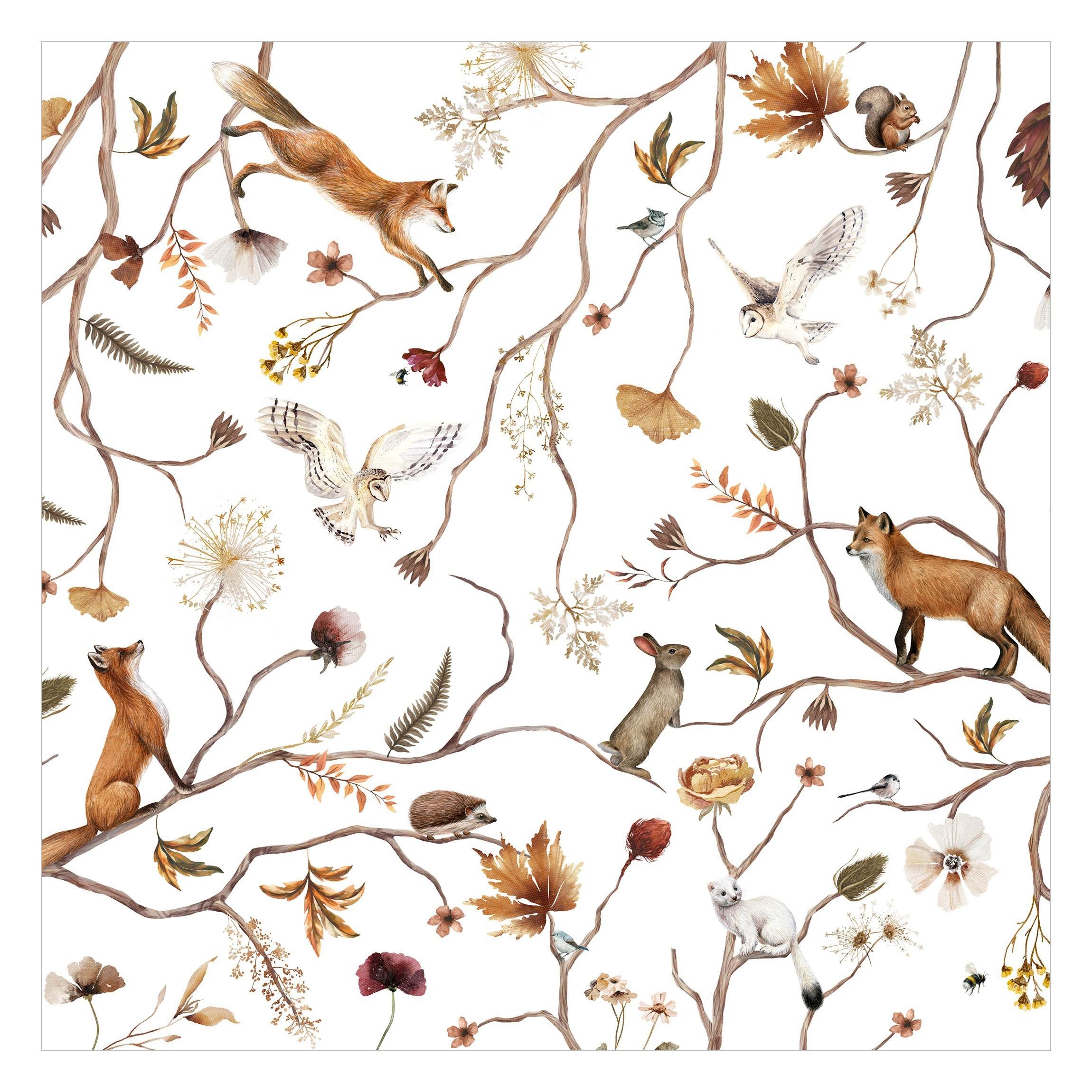 Bilderdepot24 Fototapete Waldtiere herbstlichen Zweigen, Glatt, Matt, (Vlie günstig online kaufen