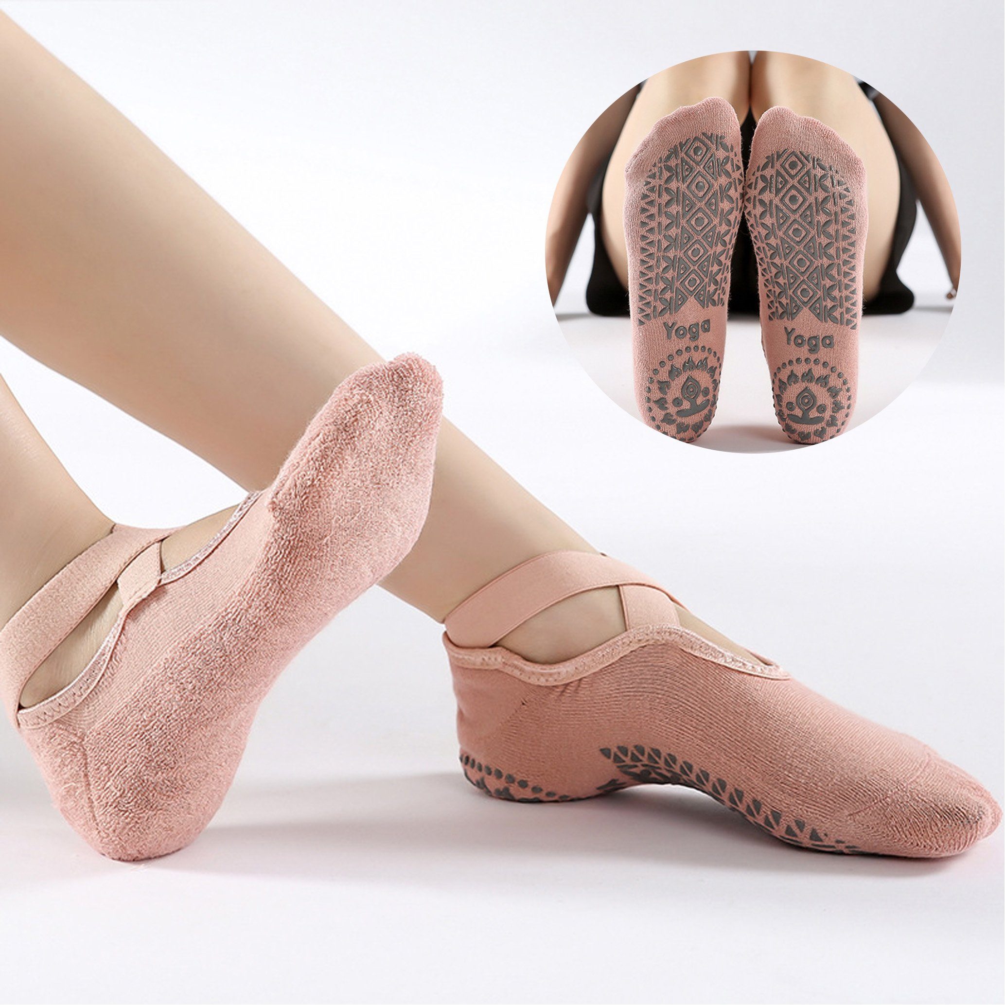 rutschfeste Damen Sportsocken Pilates Griffen hellpink mit Yoga für Socken GOLDEN Ballet Tanz