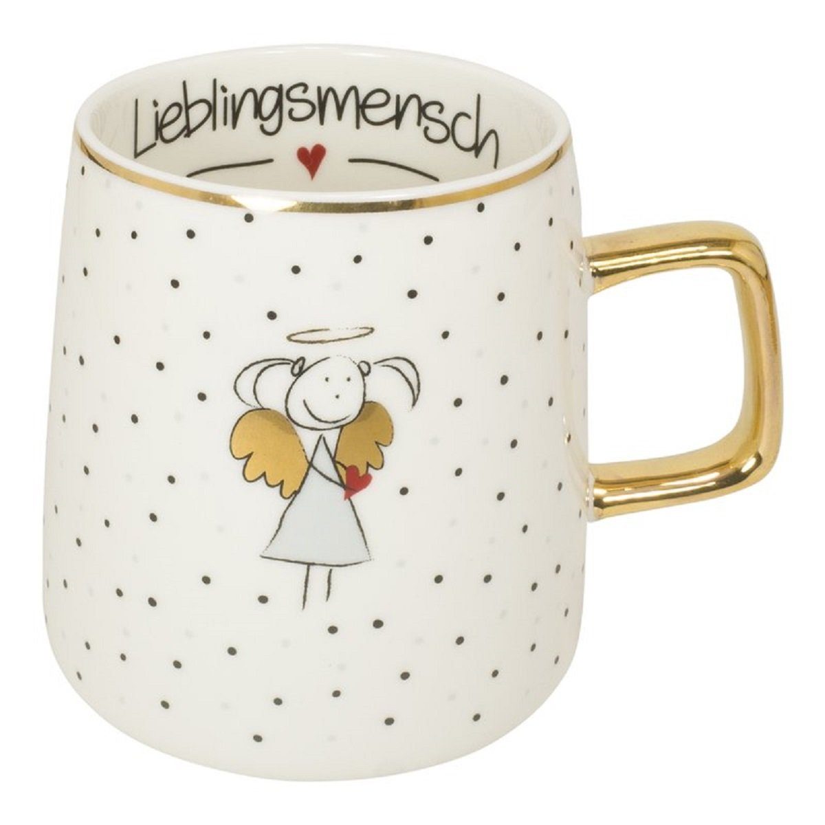 MEA LIVING Tasse MEA Kaffee Henkel Engel LIEBLINGSMENSCH gold Becher Spruch Tasse LIVING Schutz