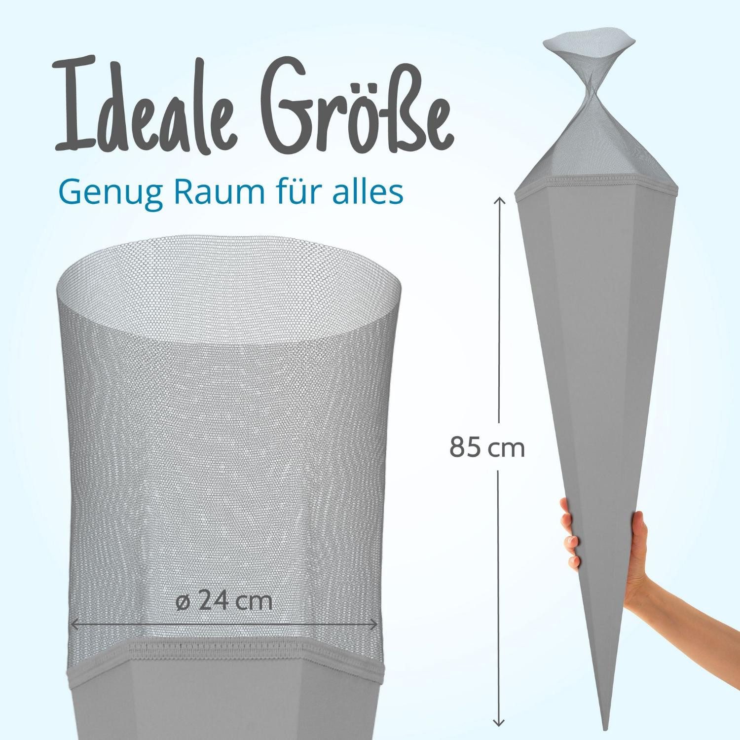itenga Schultüte itenga Bastelschultüte mit Verschluss GRAU 6eckig 85cm – Bild 5 von 5