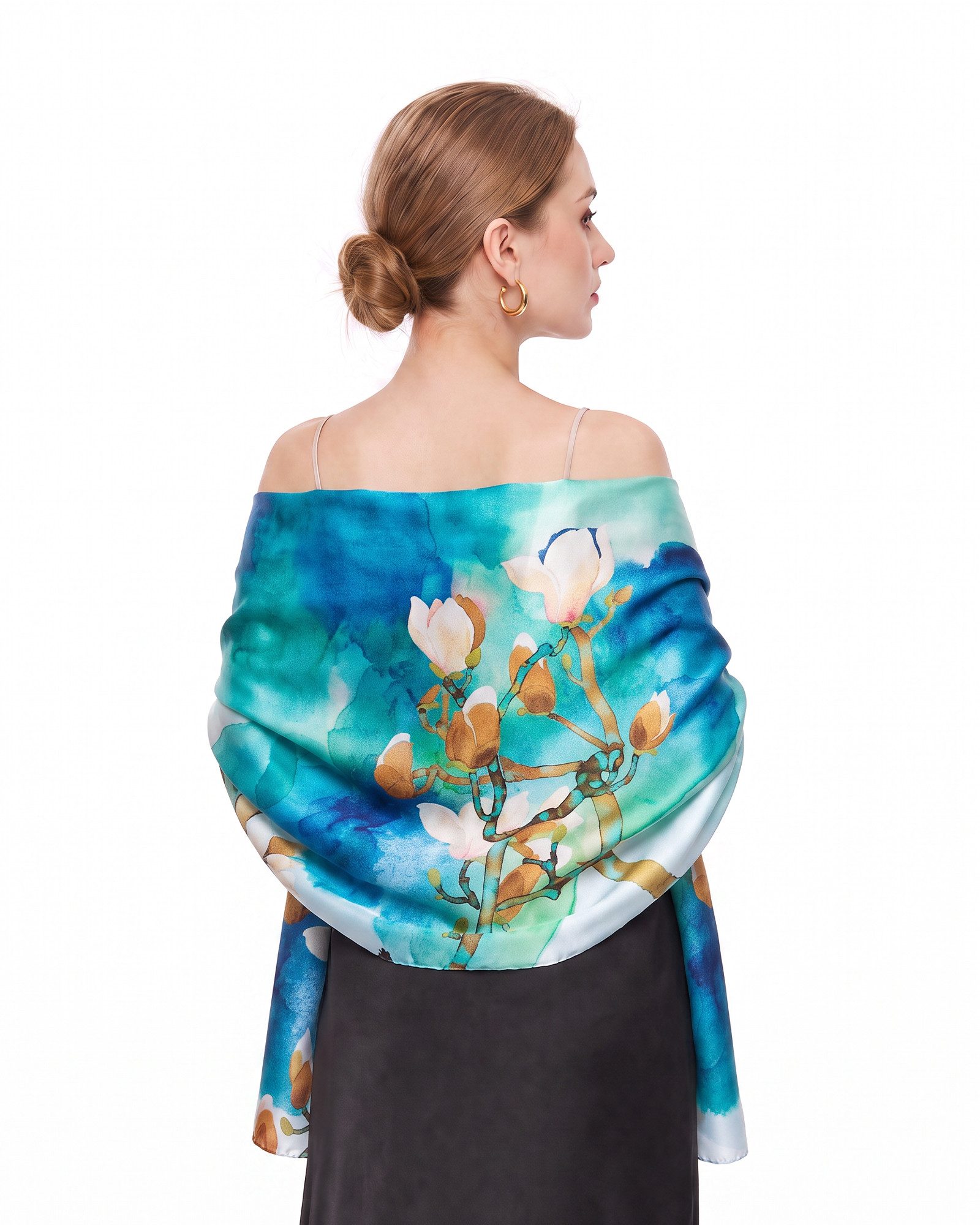 STORY OF SHANGHAI Seidenschal Damen 100% Seide, leichter weicher Satin, 55 × 175 cm, (1-St), leichter weicher Damenschal aus Satin