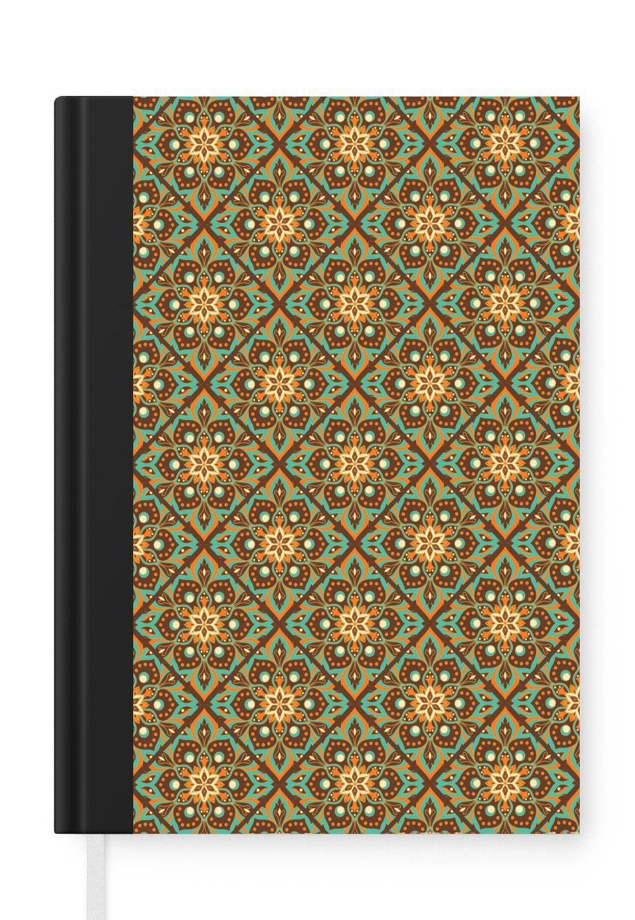 MuchoWow Notizbuch Blumen - Vintage - Muster - Bohème - Mandala, Journal, Merkzettel, Tagebuch, Notizheft, A5, 98 Seiten, Haushaltsbuch