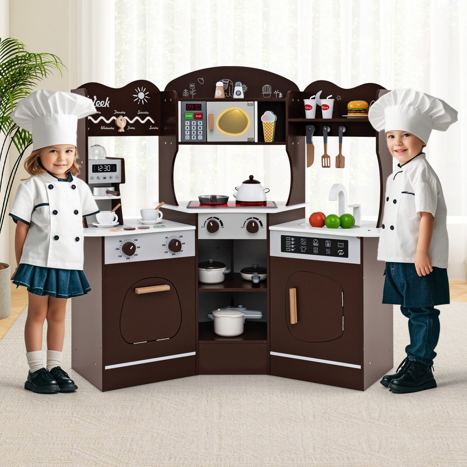 KOMFOTTEU Spielküche, Kinderküche Lernspielzeug-Set, für Jungen günstig online kaufen