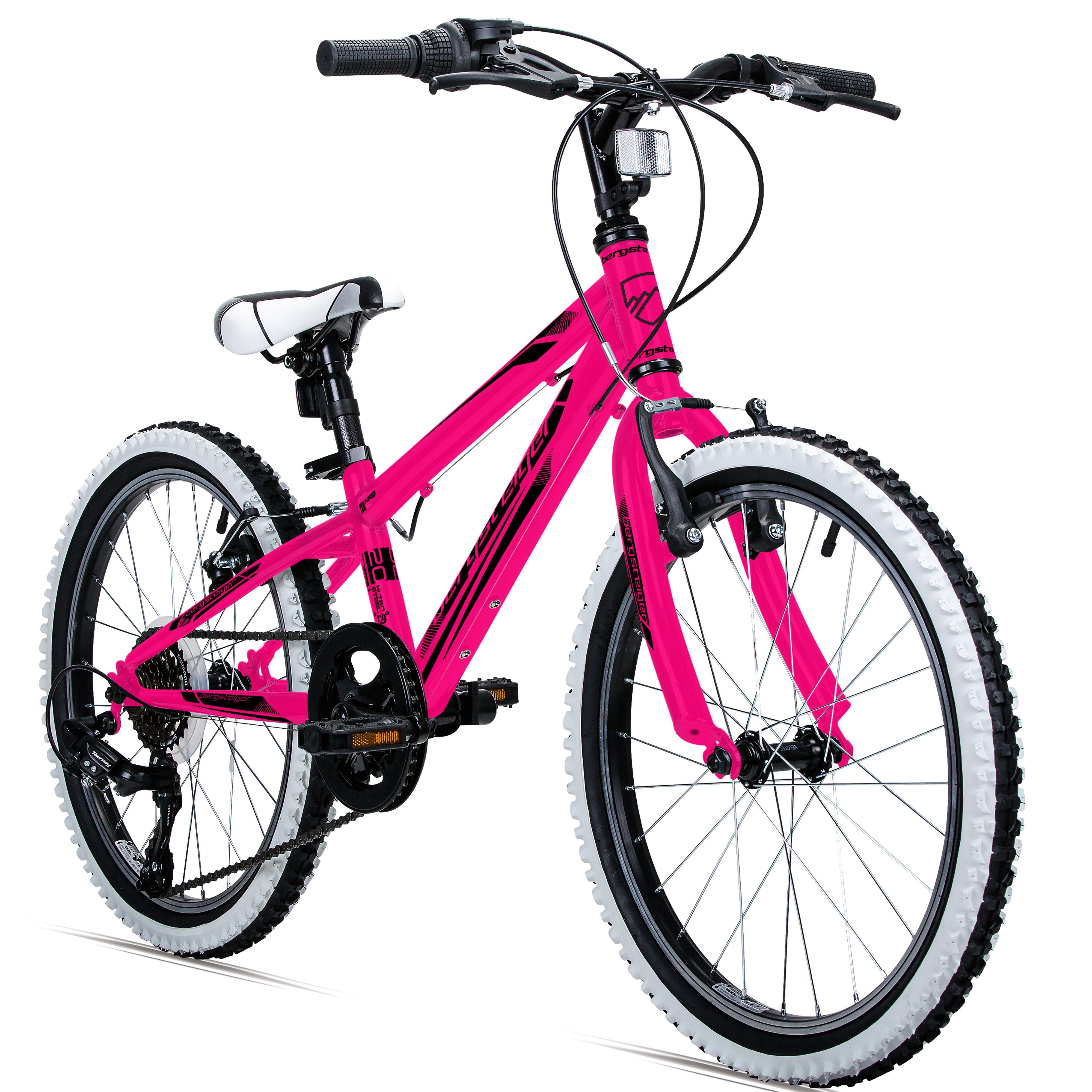 bergsteiger Kinderfahrrad Kansas 20, 24 Zoll, 6, 7, 8, 9, 10, 11 Jahre, Mädchen, Jungen, 6 Gang Shimano Tourney RD-TY300 Schaltwerk, Kettenschaltung, V-Brakes