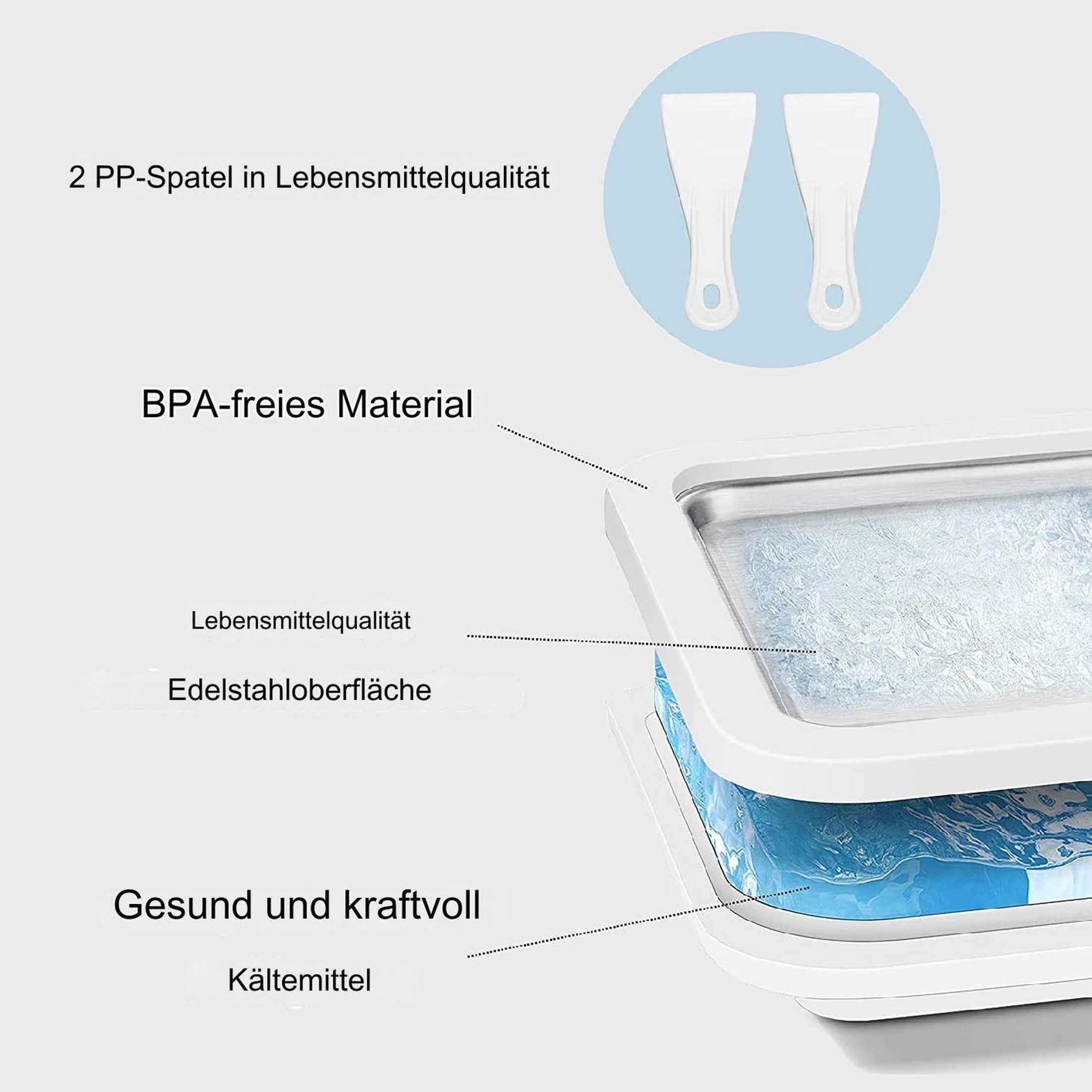 KINSI Eismaschine Eiscreme-Rollmaschine, Eismaschine, Eisplatte zum Selbermachen, Hausgemachte Eiscreme-Rollen, Eiscreme, Sorbet, Joghurt, 10,2*8,3 Zoll