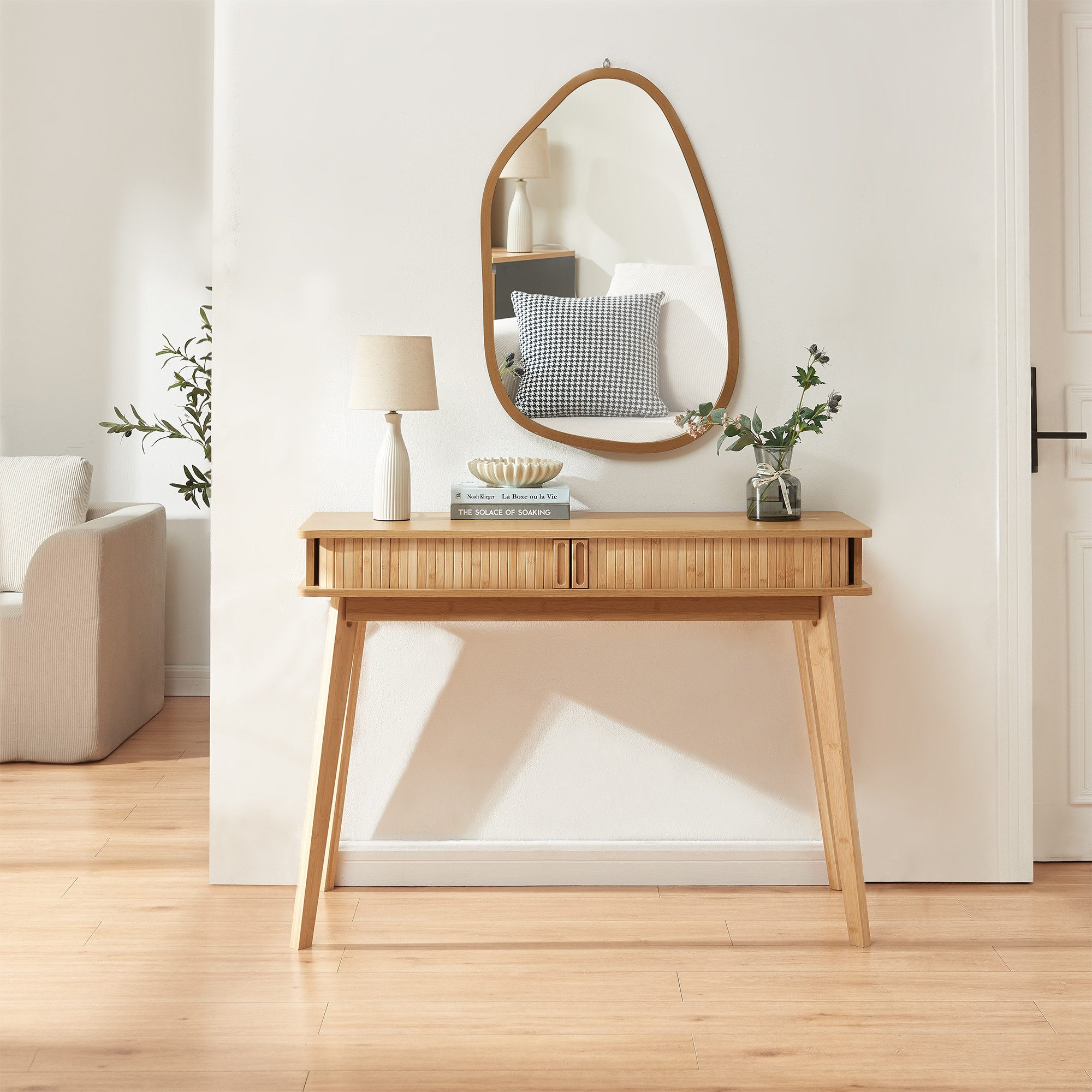 en.casa Konsolentisch, »Tysvær« mit 2 Türen 110 x 40 x 78 cm Bambus