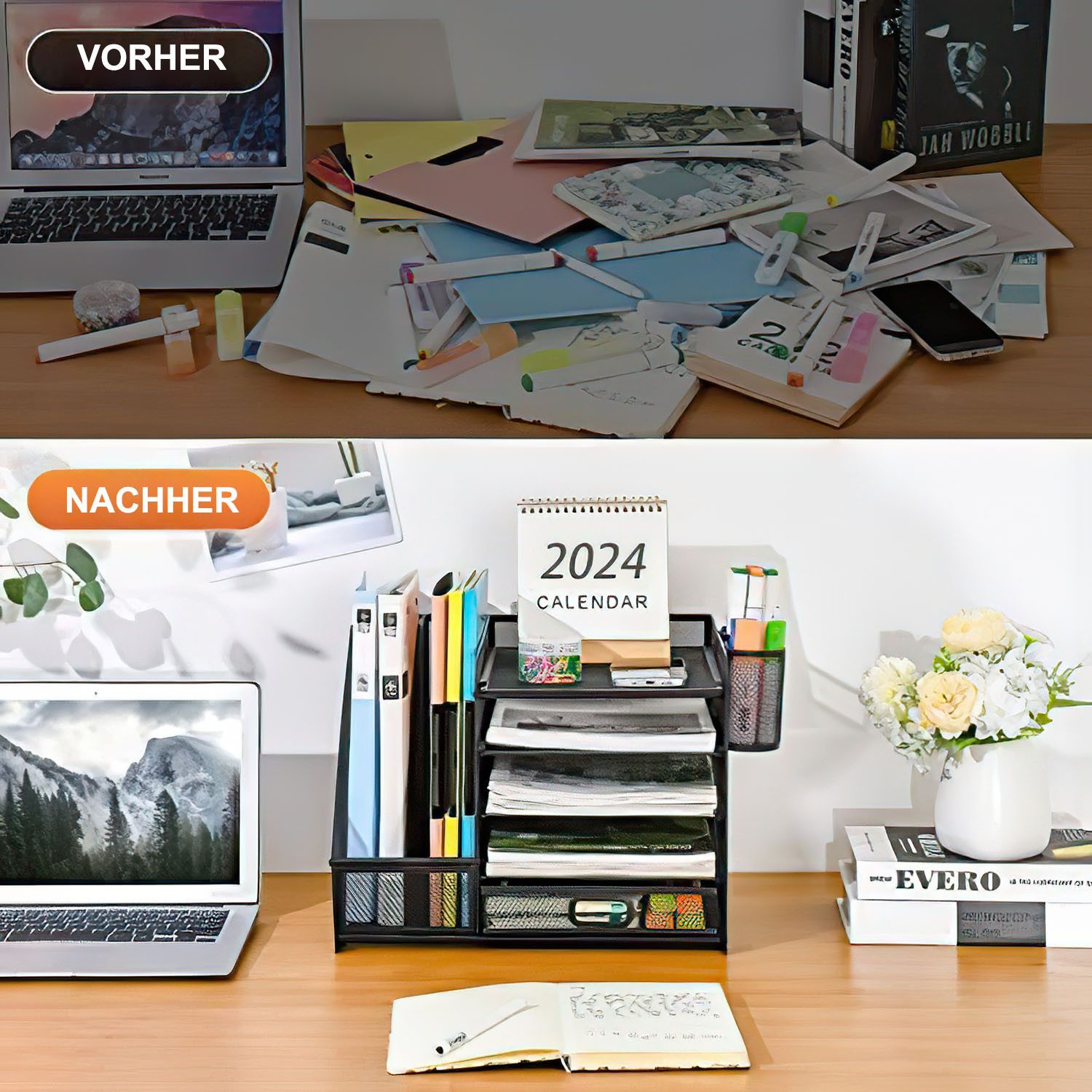 SURFOU Schreibtischaufsatz Schreibtisch Organizer mit Aktenhalter günstig online kaufen