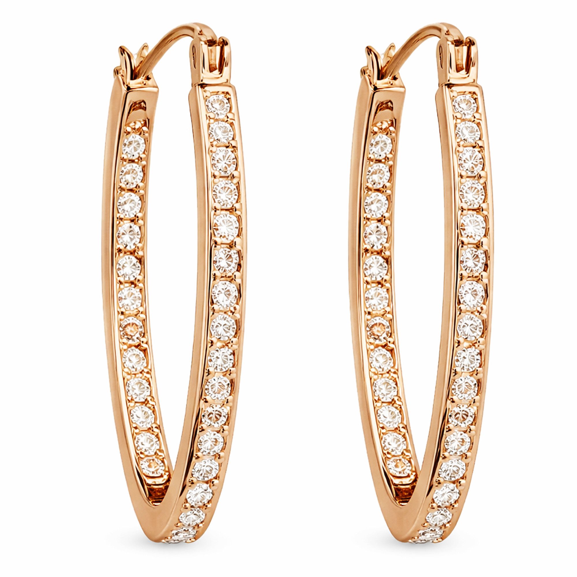 LÖB Paar Creolen Ohrringe 18K Roségold vergoldet Hängend Zirkonia Steine Ov günstig online kaufen