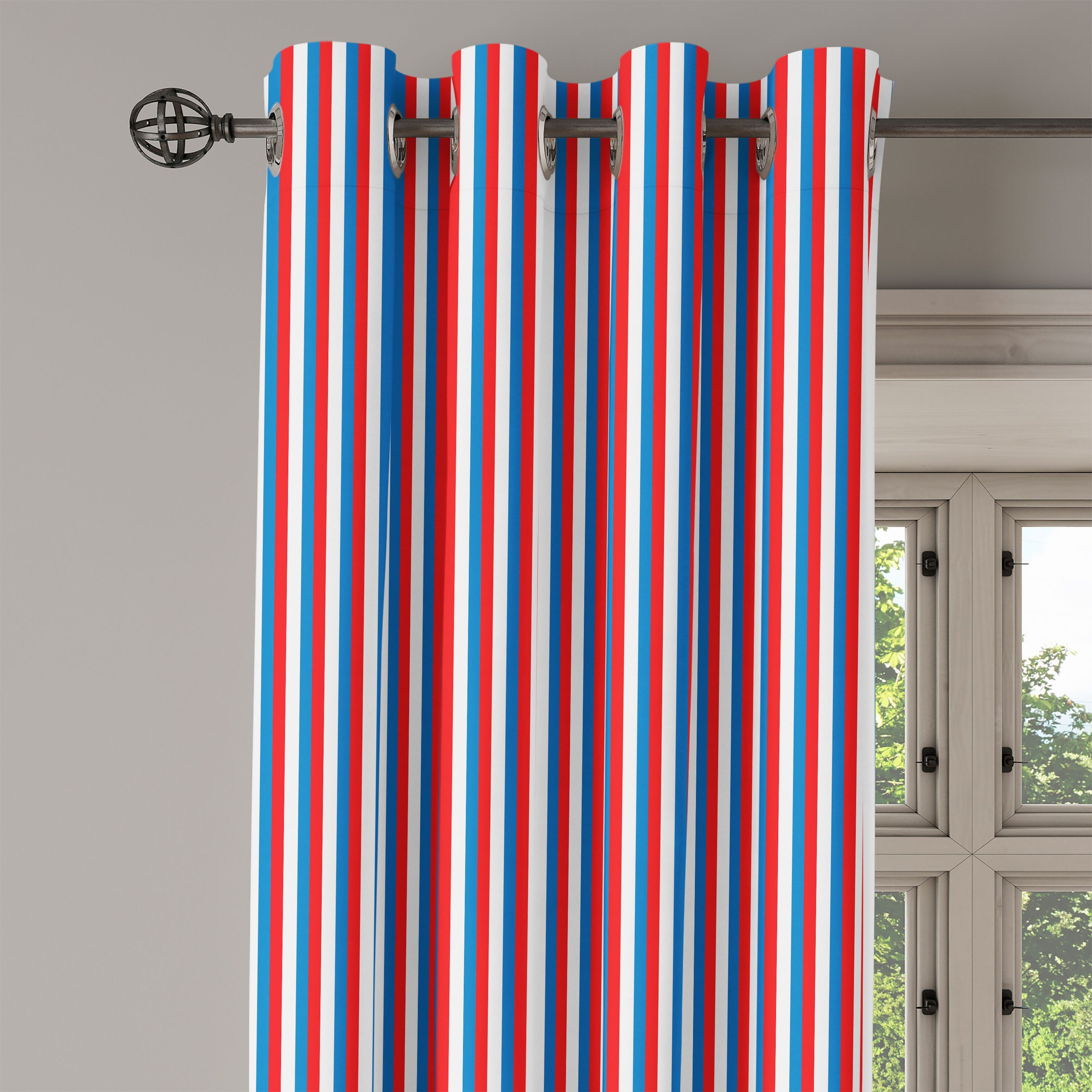Patriotische 2-Panel-Fenstervorhänge für Dekorative Farben Abakuhaus, Schlafzimmer Harbor-Streifen Wohnzimmer, Gardine