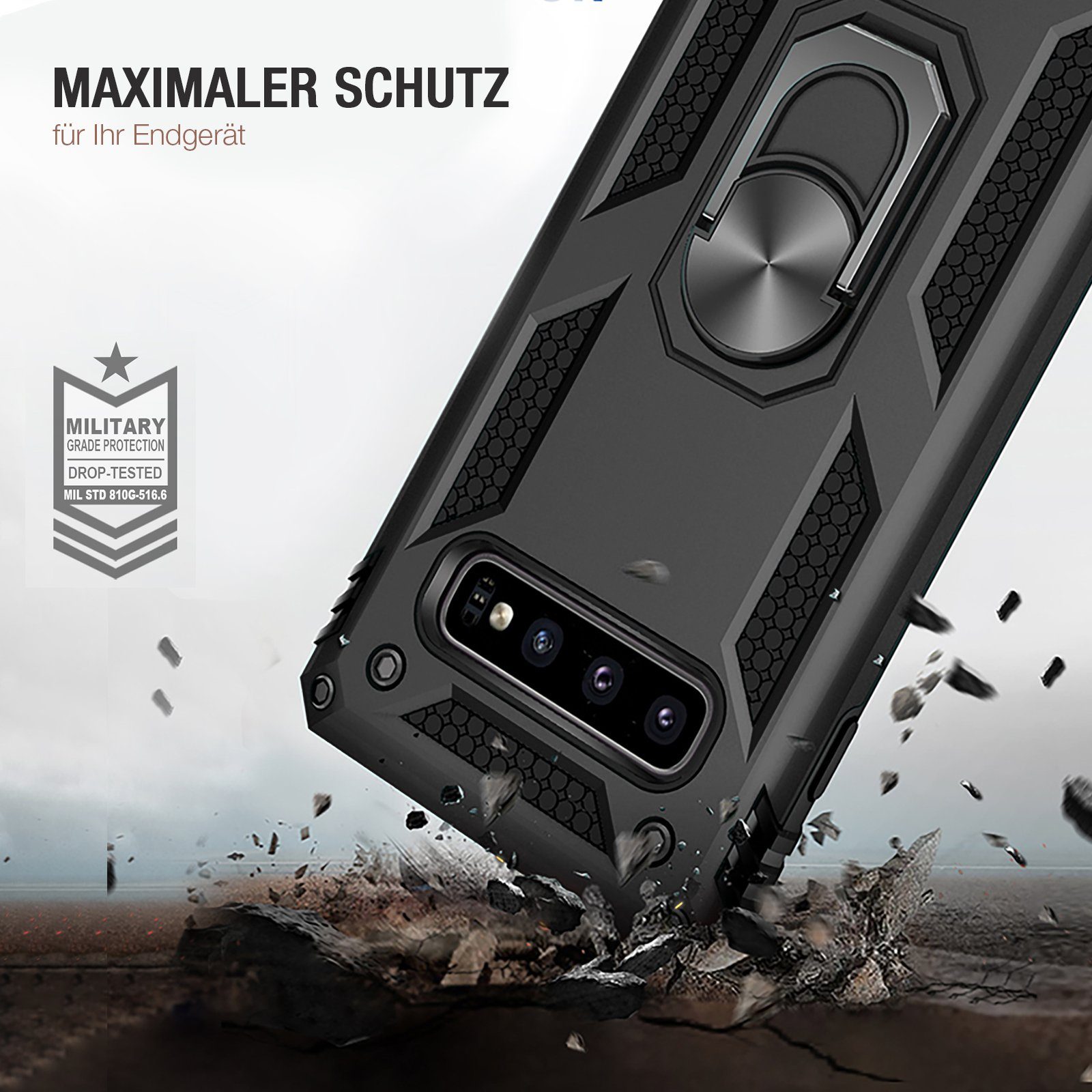 Tec-Expert Handyhülle Outdoor Cover Hülle für Samsung Galaxy S10 6.1 Zoll, 6.1, Premium Hülle aus verstärktem Polycarbonat