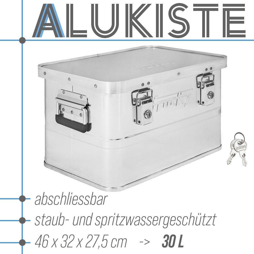 Trucky Allzweckkiste Aluminium Box mit Deckel Silber Alukiste Alu Kiste Abschliessbar
