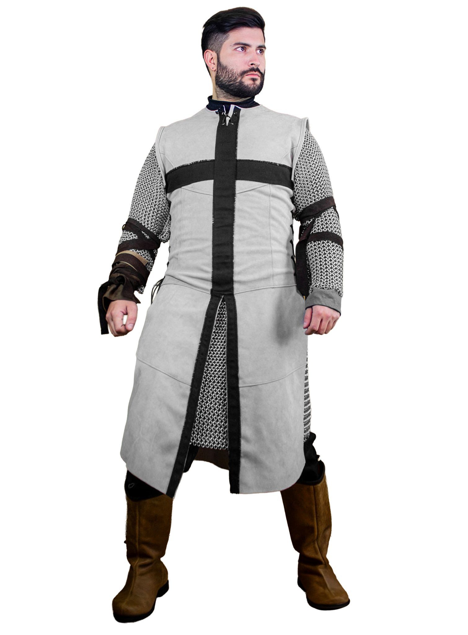 Metamorph Ritter-Kostüm Wappenrock Deutschritter, Leder - Hermann, grau