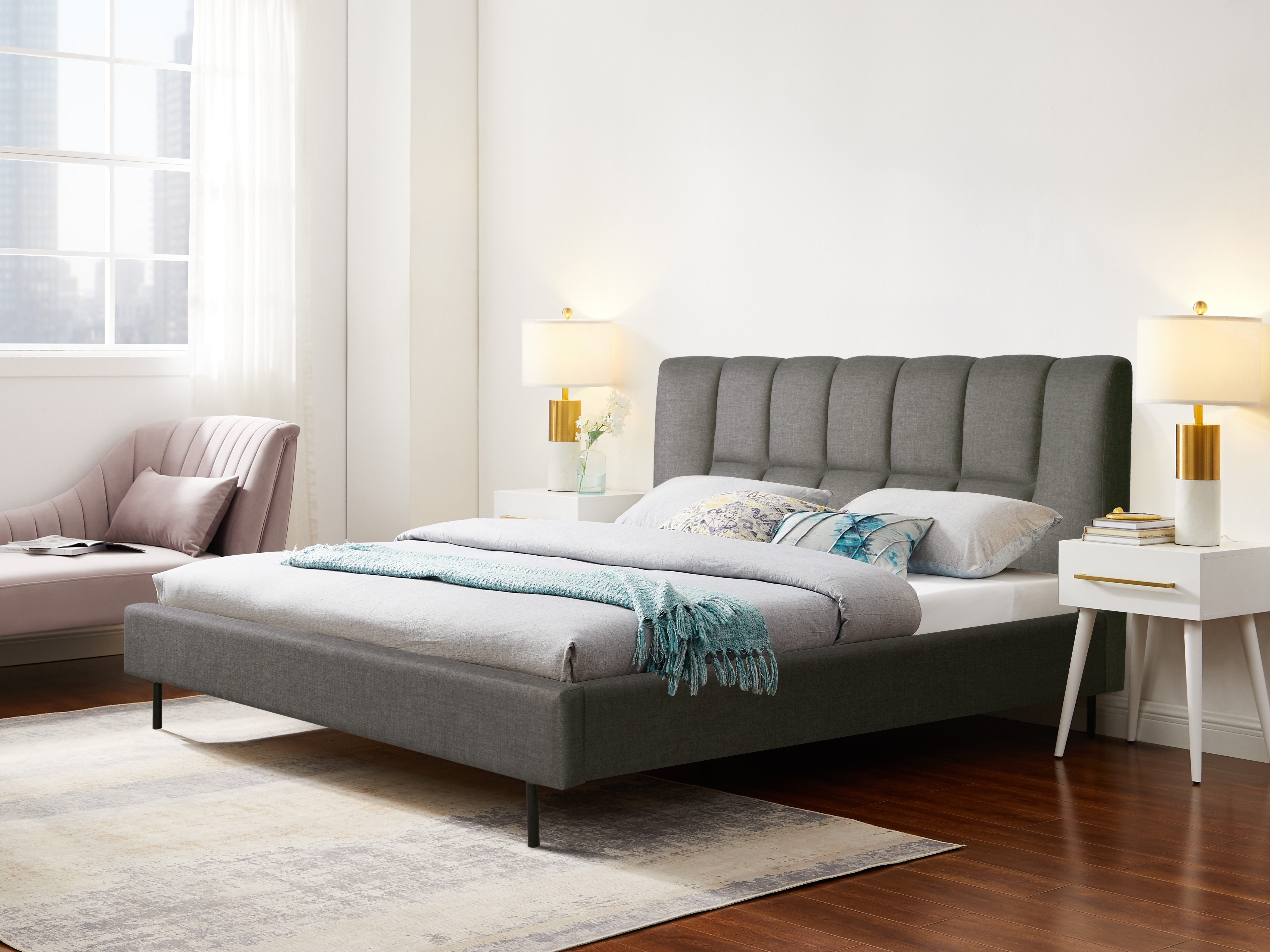 Leonique Polsterbett Silene inkl. Lattenrost, erhältlich in 140 & 180cm Breite, in den Farben beige und dunkelgrau