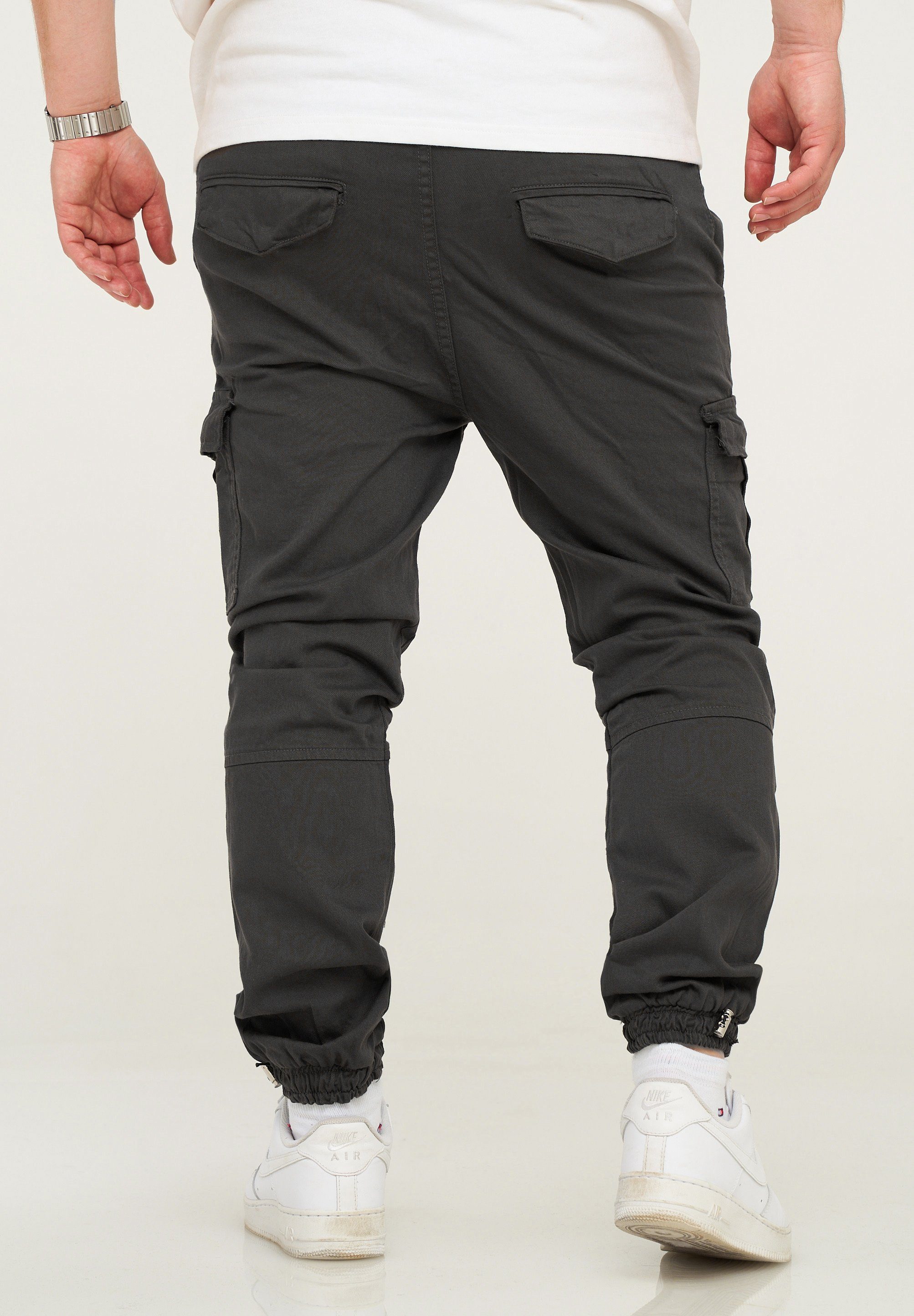 Bund mit SOULSTAR Dunkelgrau Jogger-Hose Cargohose MPQUITO elastischem