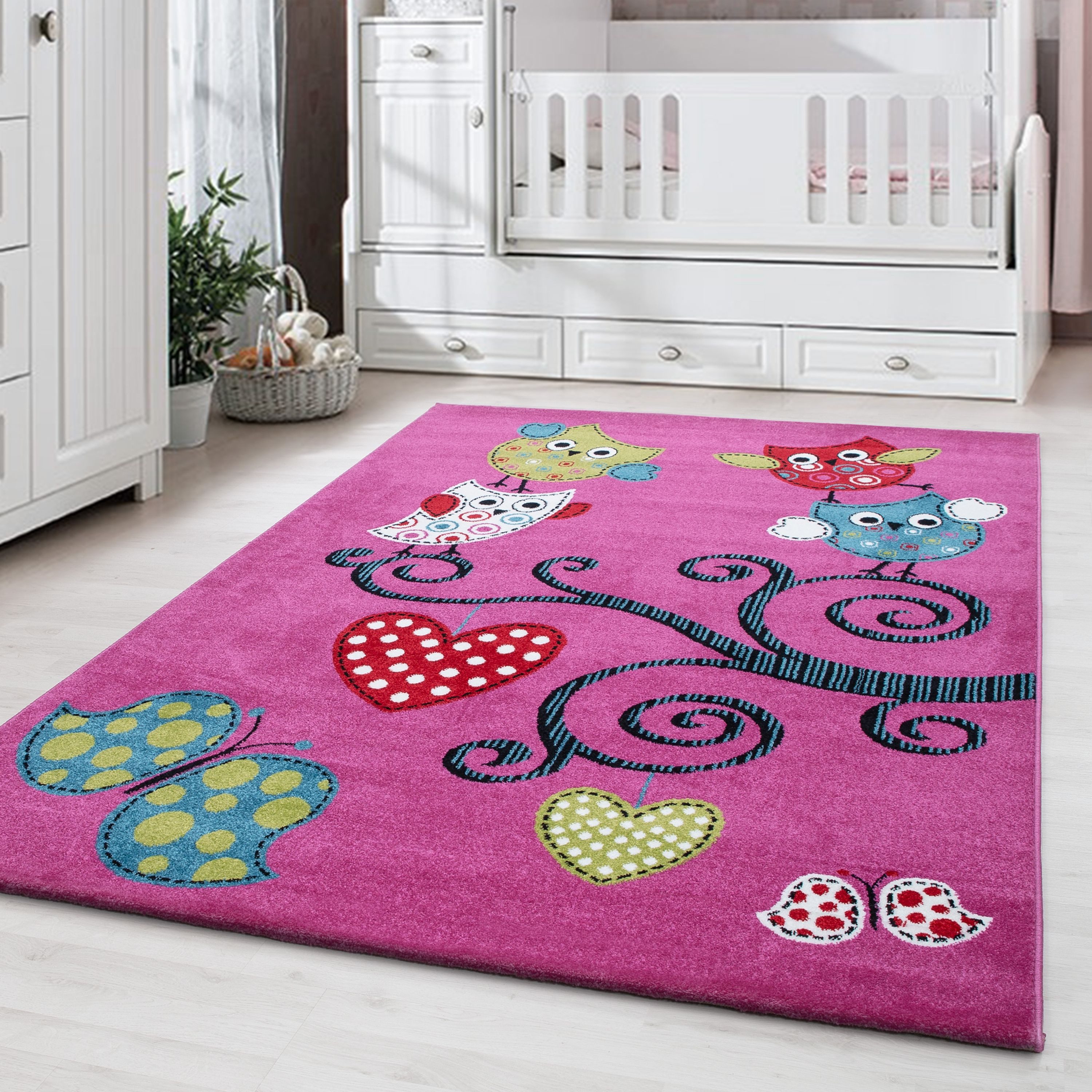 Kinderteppich Eulen-Design, Carpettex, Läufer, Höhe: 11 mm, Kinderteppich Eule-Design Baby Teppich Kinderzimmer Pflegeleicht