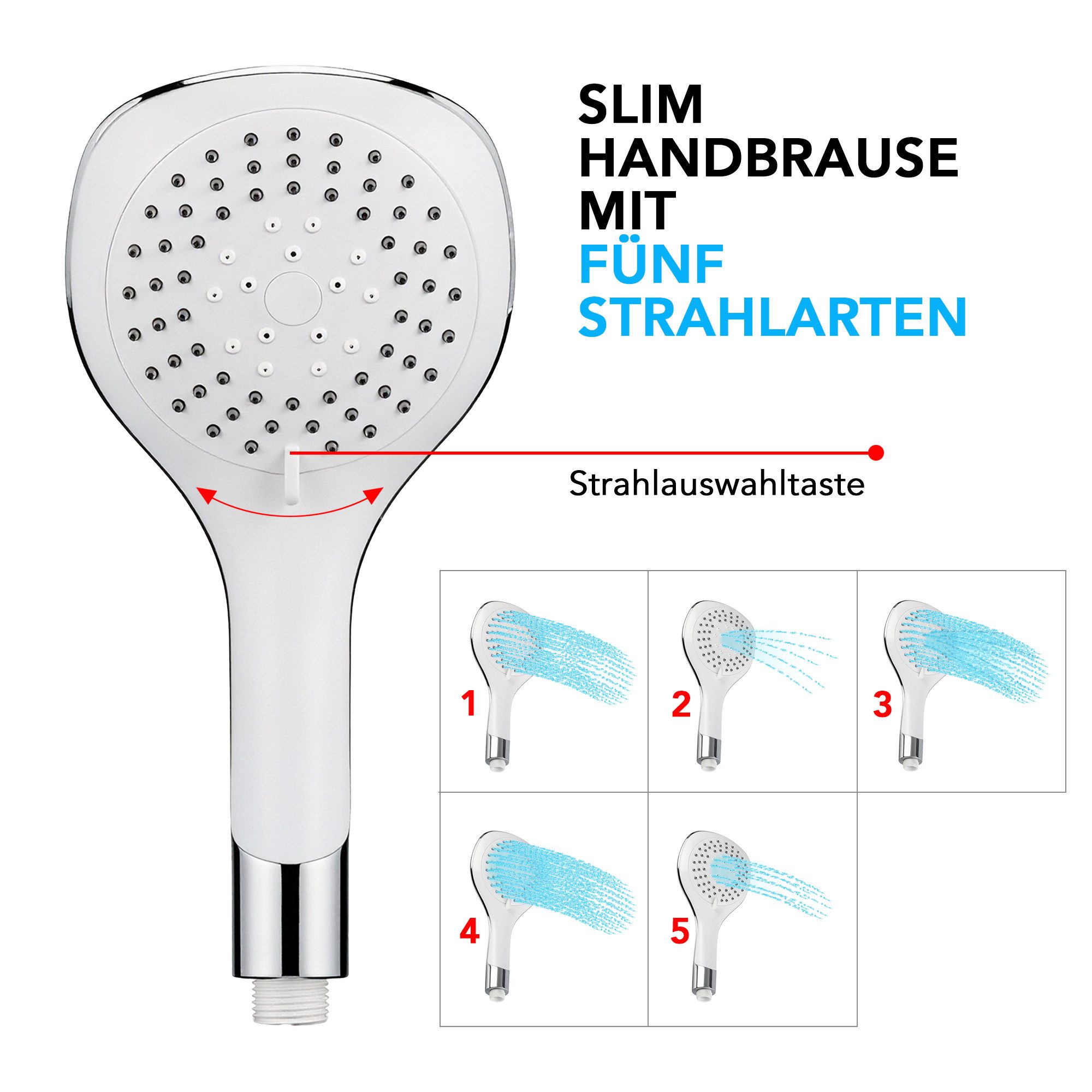 hansgrohe Duscharmatur Vernis Blend Einhebelmischer Set mit Aloni Handbrause und Regendusche (Spar-Set) Aufputz Wandmontage, Armatur in chrom oder schwarz matt – Bild 4 von 5