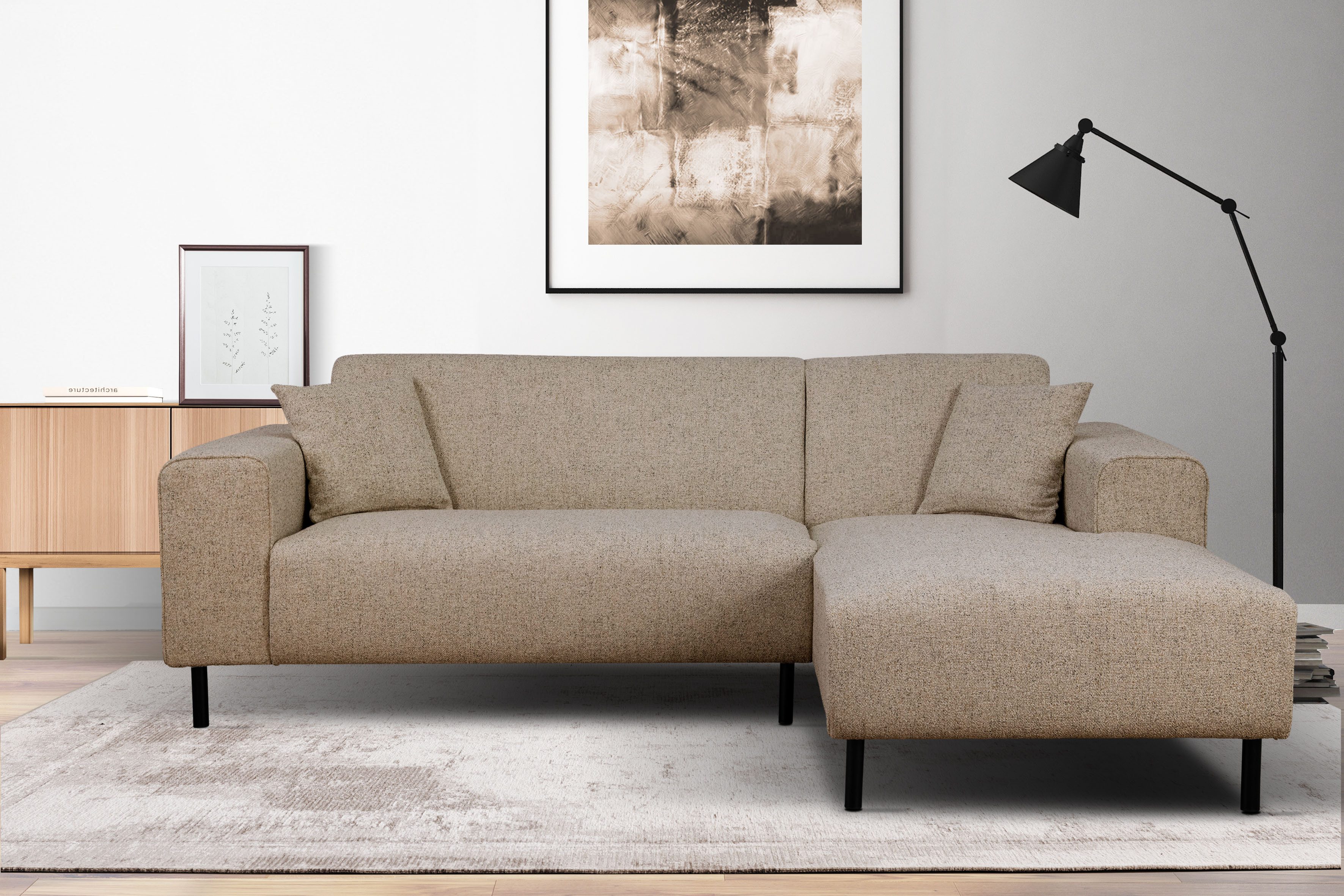Ecksofa ARROS L-Form mit Wellenunterfederung, Maße B/T/H: 235/163/81 cm
