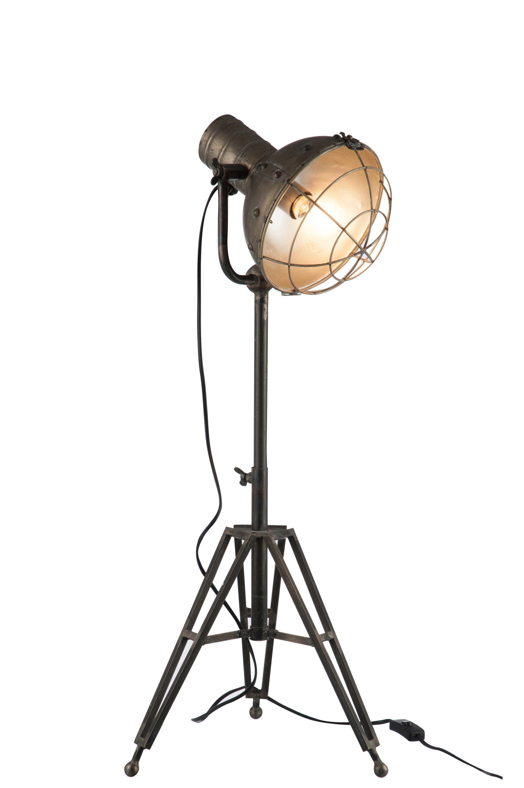 GILDE Dekoobjekt Handgefertigte Antike Stehlampe im Oldstyle Look, Metall, Grau Industr