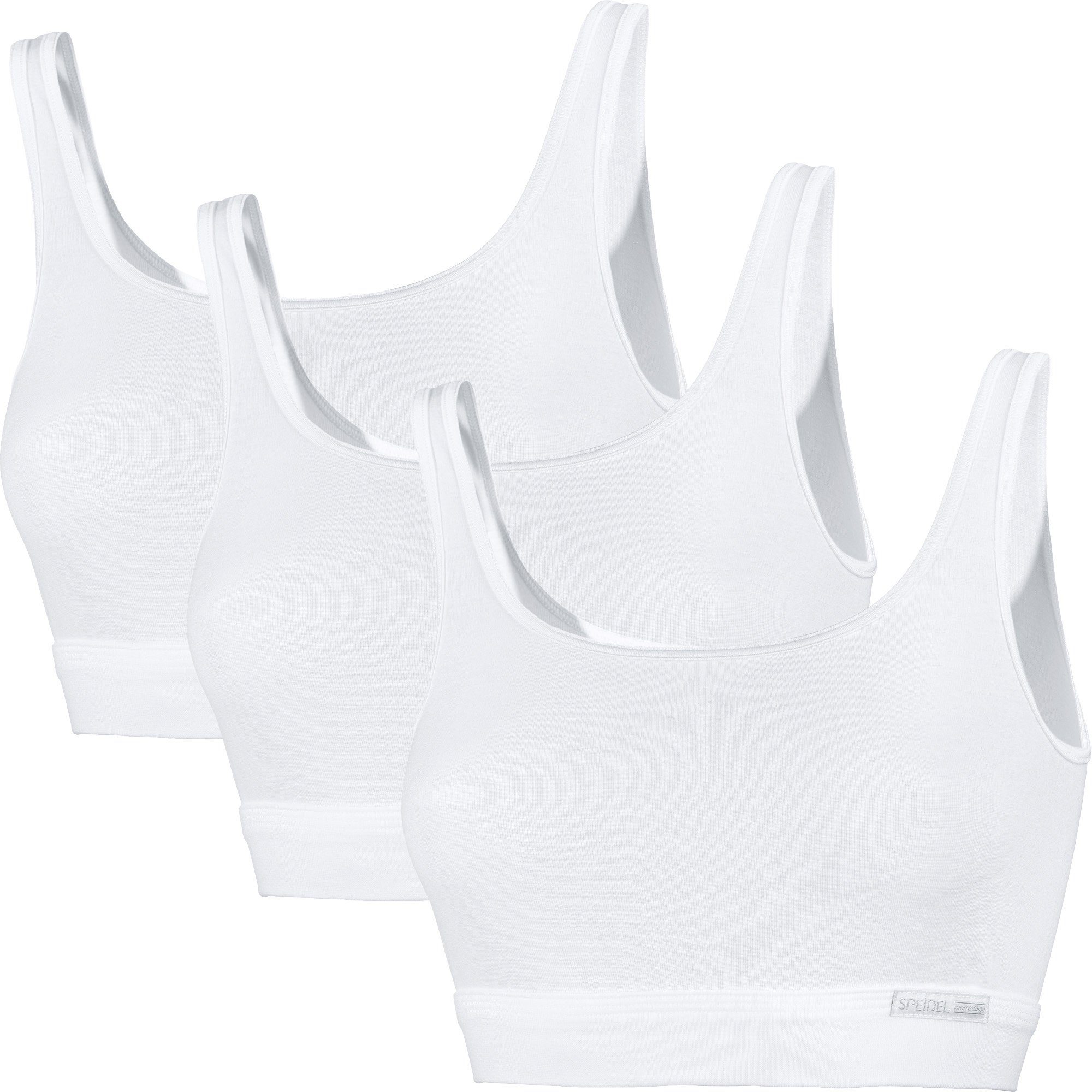 plus" Damen-Bustier Uni Cotton 3er-Pack Single-Jersey Speidel Unterhemd Bio "Bio weiß