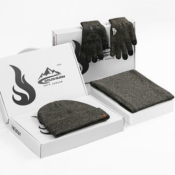 Dekorative Mütze & Schal Mütze & Schal & Handschuhe Set Winter 3er-Pack (3-tlg) 3 in 1 Schal Warme Beanie Mütze und Touchscreen Handschuhe Set