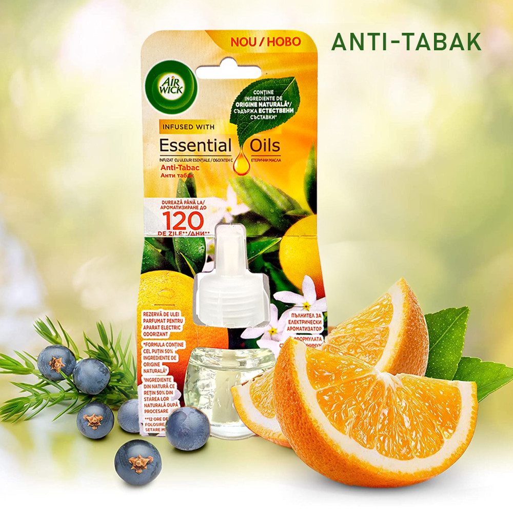 Air Wick Duftöl Duftölflakon Anti-Tabak Nachfüller (19 ml), mit natürlichen ätherischen Ölen