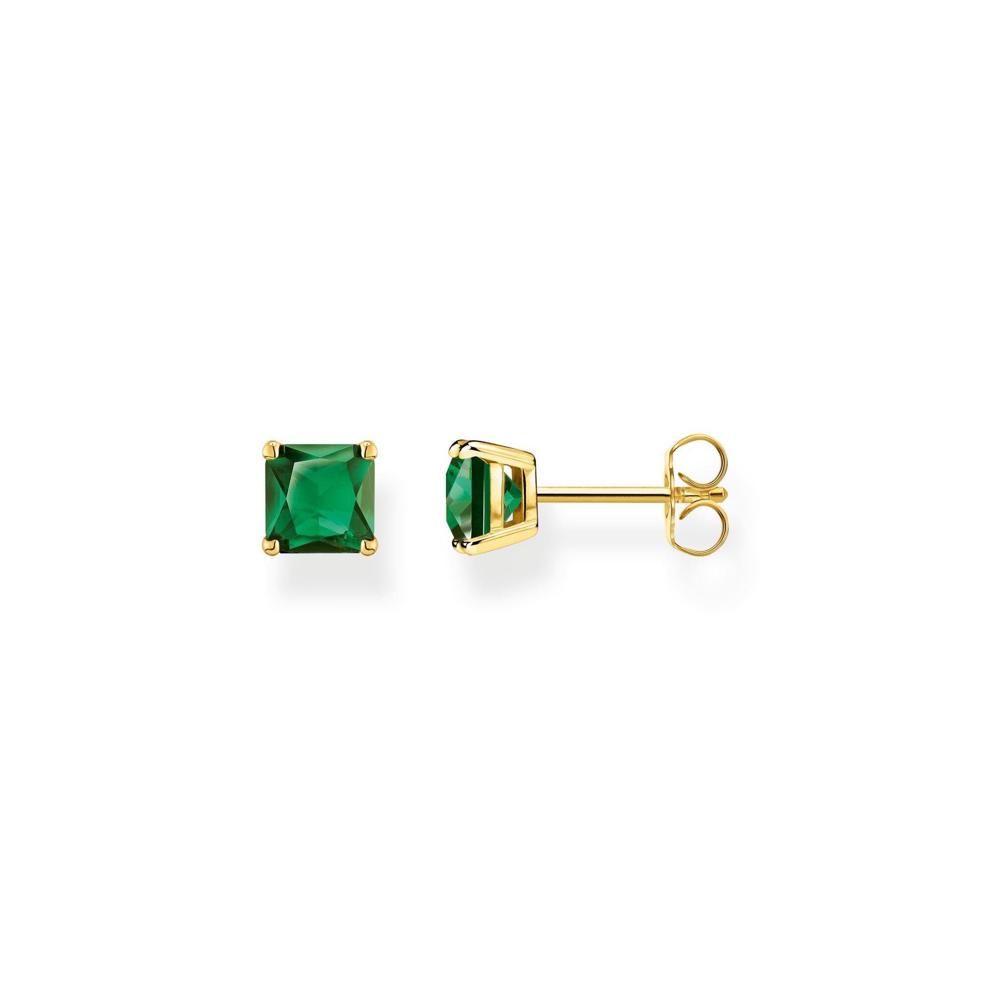 THOMAS SABO Paar Серьги-гвоздики Серьги-гвоздики grüner Stein gold