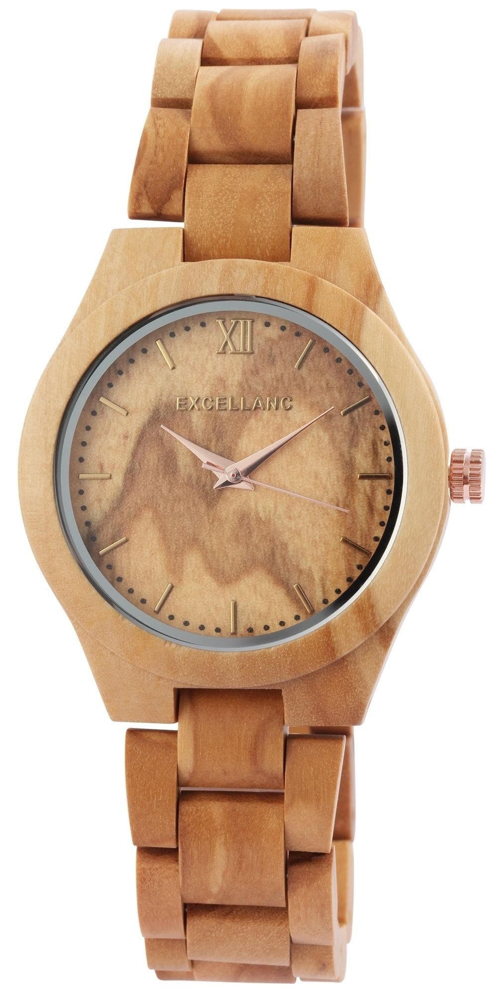 EXCELLANC Quarzuhr EX0452 Excellanc Armbanduhr Damen Holzuhr, Damenuhr Waln günstig online kaufen