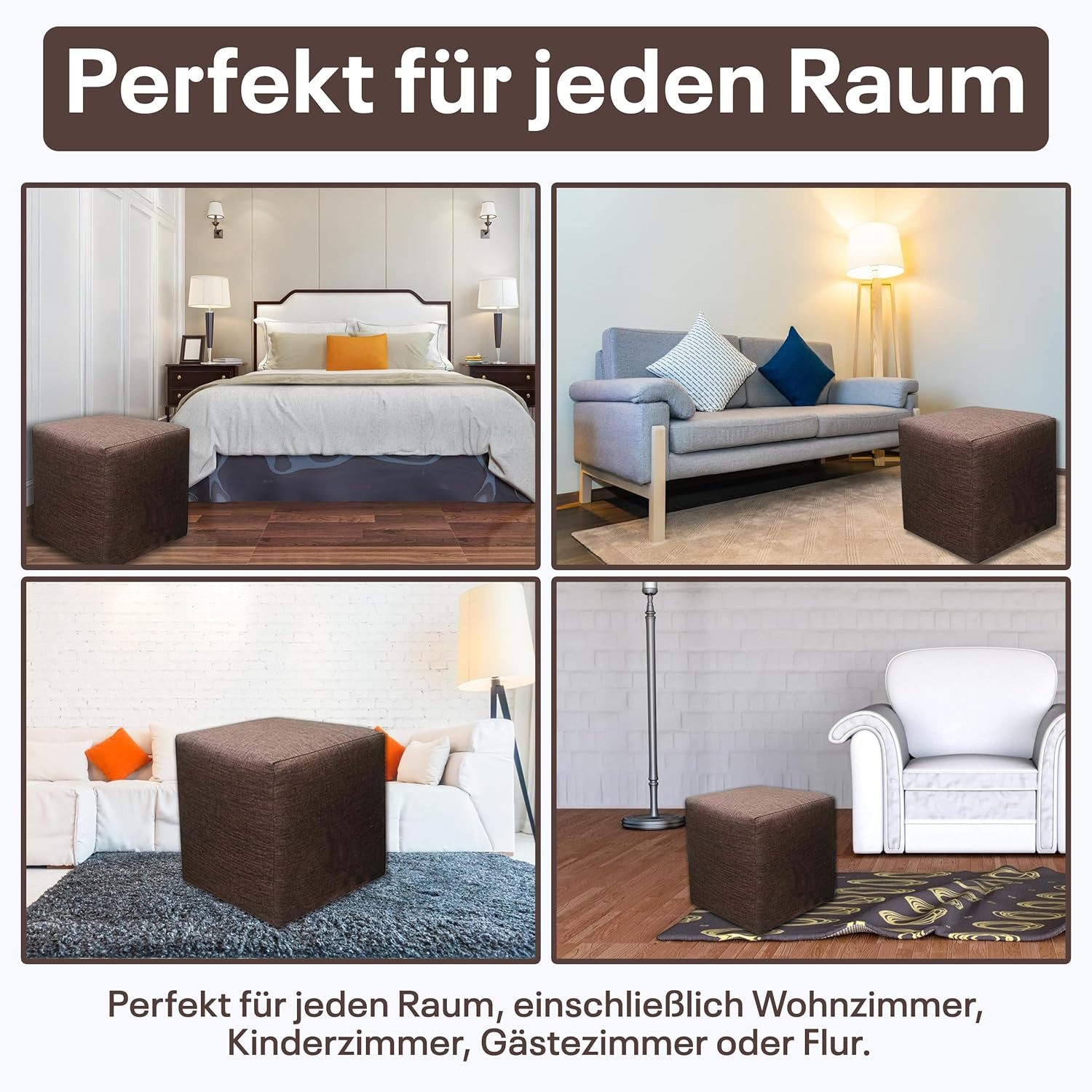 Best for Home Sitzhocker Cube Pouf – Stilvoller Samt Hocker & Fußhocker (Einzelstück, 1 St., verschiedene Farben), Handwerksqualität,TOP Preis-Leistungs-Verhältnis