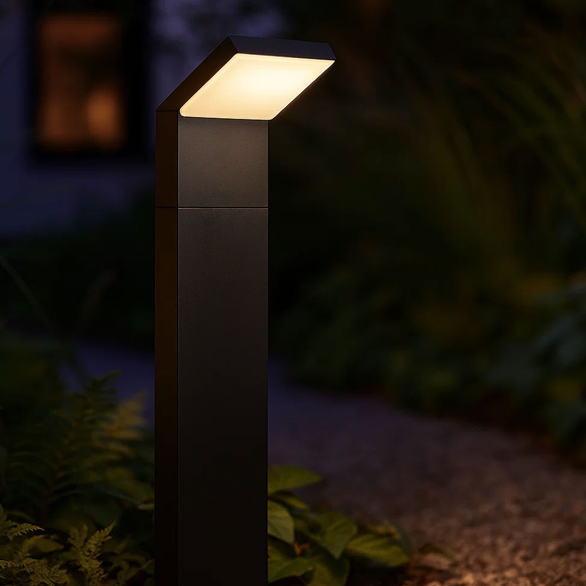 Maxkomfort LED Außen-Stehlampe mit/ohne Bewegungsmelder, 9W Warmweiß 3000K, ohne Bewegungsmelder, LED fest integriert, Außenstandleuchte für Garten & Wege - IP44 Aluminium