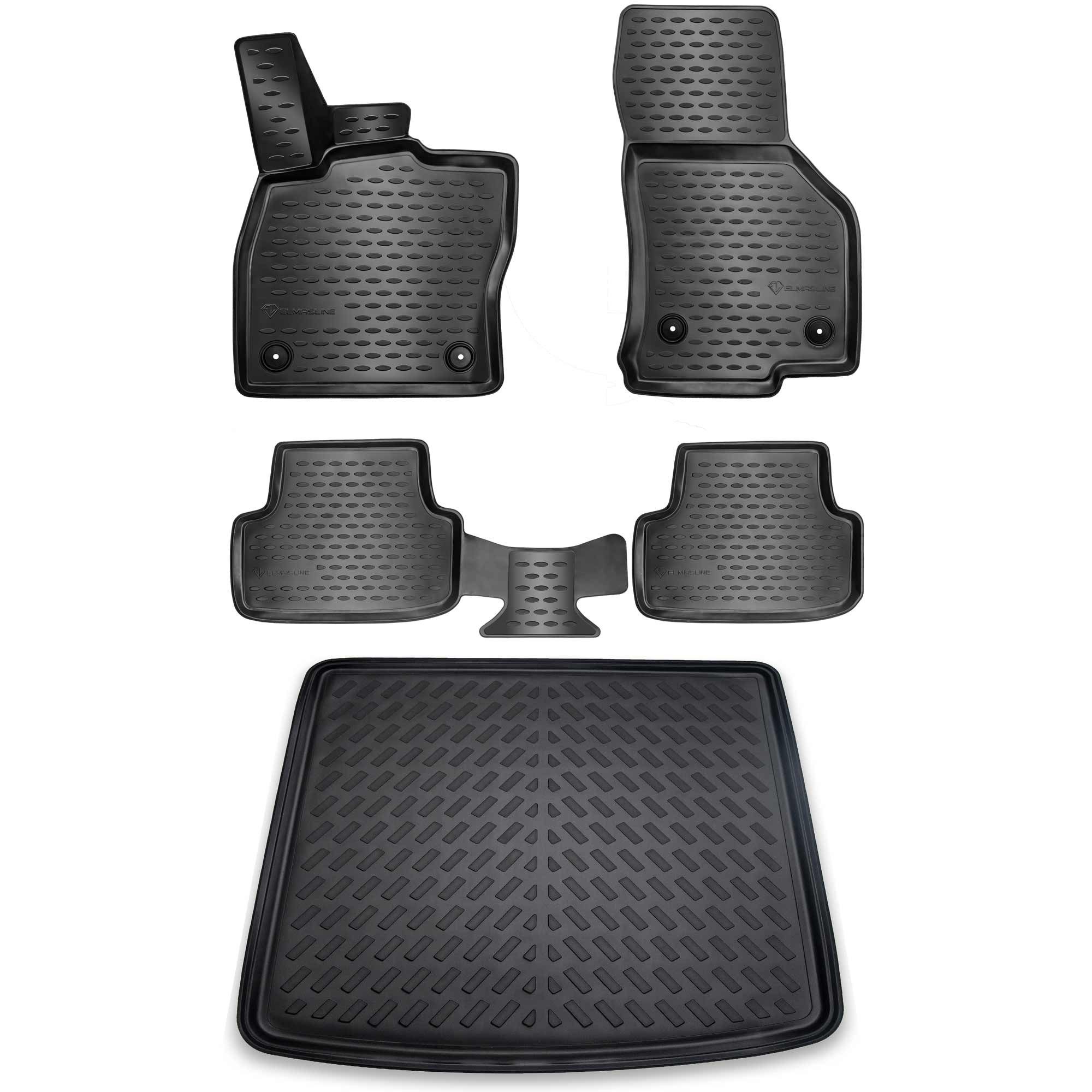 ELMASLINE Auto-Fußmatten & Kofferraumwanne Set für VW GOLF 7 2012-2021 [VII] - Geruchlos, für VW Golf - Extra hoher Rand für mehr Schutz, passend für Kombi