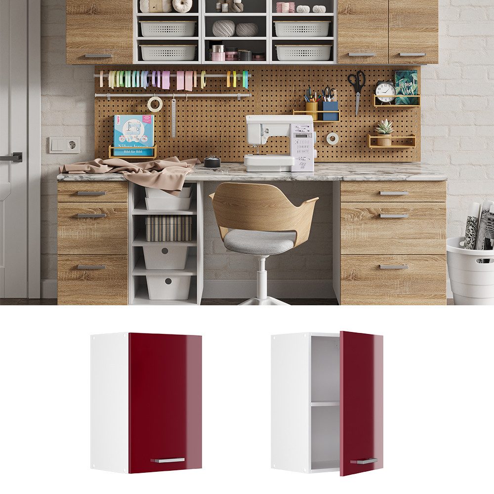 Vicco Schranksystem R-Line, Bordeaux Hochglanz/Weiß, 40 günstig online kaufen